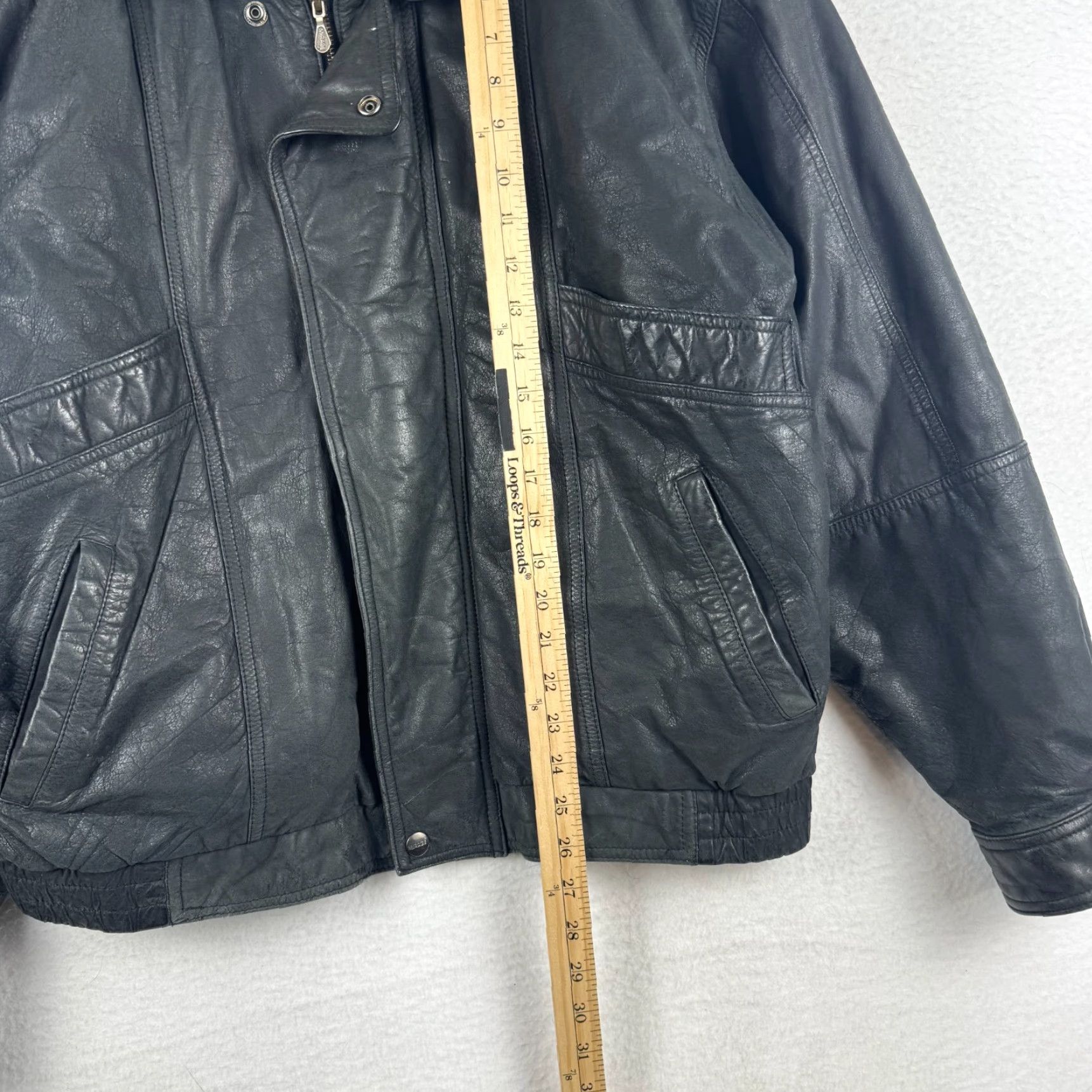 Neiman Marcus VINTAGE Neiman Marcus Mirage Mens 44 Leather Flight Bomber Jacket Black 80s 90s Zip Satin Lining Zipper | 90s 80s | Mens Size US S / EU 44-46 / 1 - 5 Thumbnail