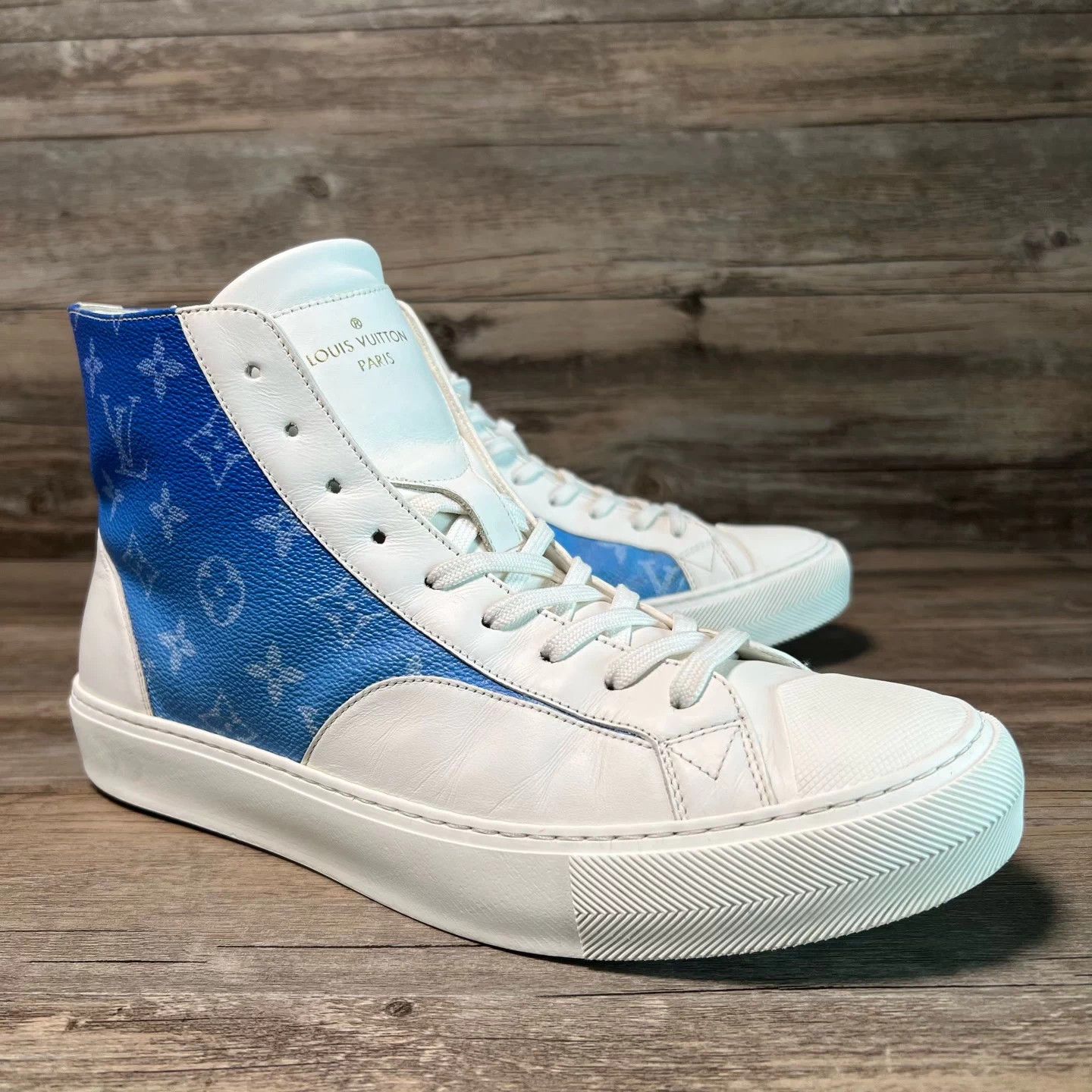 Louis Vuitton LV Tattoo Clouds White Blue High Top Canvas Sneaker UK7 Size US 8 / EU 41 - 2 Thumbnail