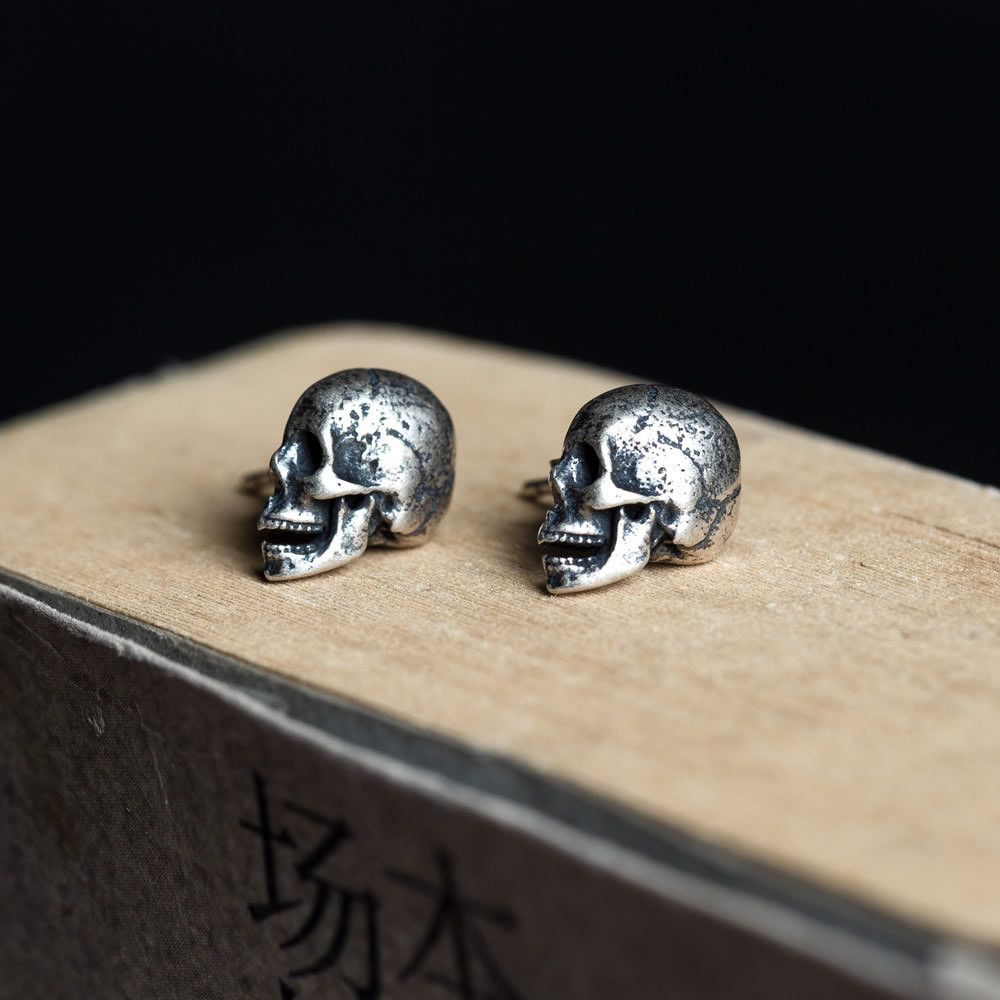 Jewelry 925 Skull Punk Earrings One Pairs Chrome Jewelry Size ONE SIZE - 1 Thumbnail