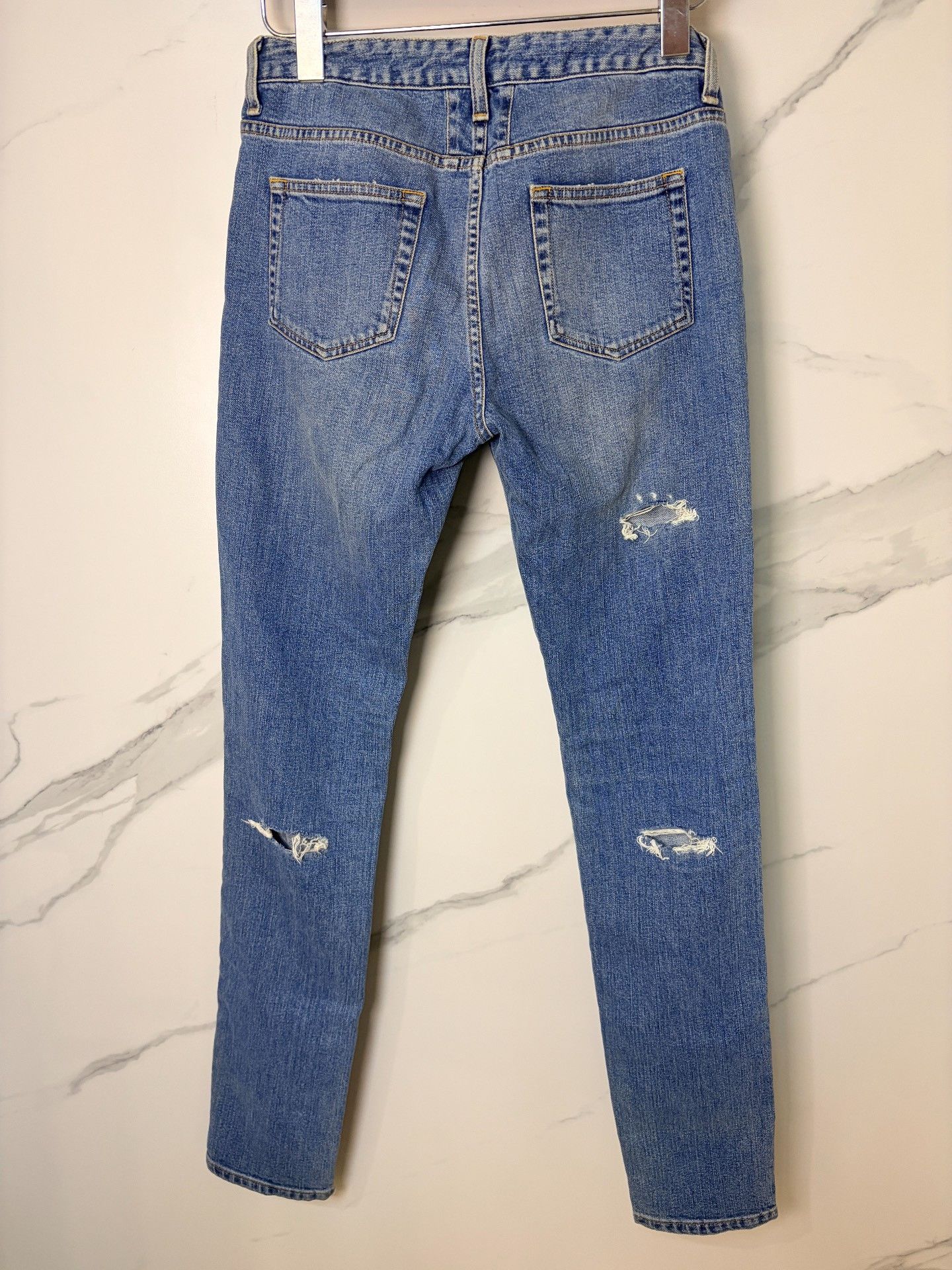 Saint Laurent Paris Saint Laurent Distressed Blue Jeans Size 29 Size US 29 - 2 Thumbnail
