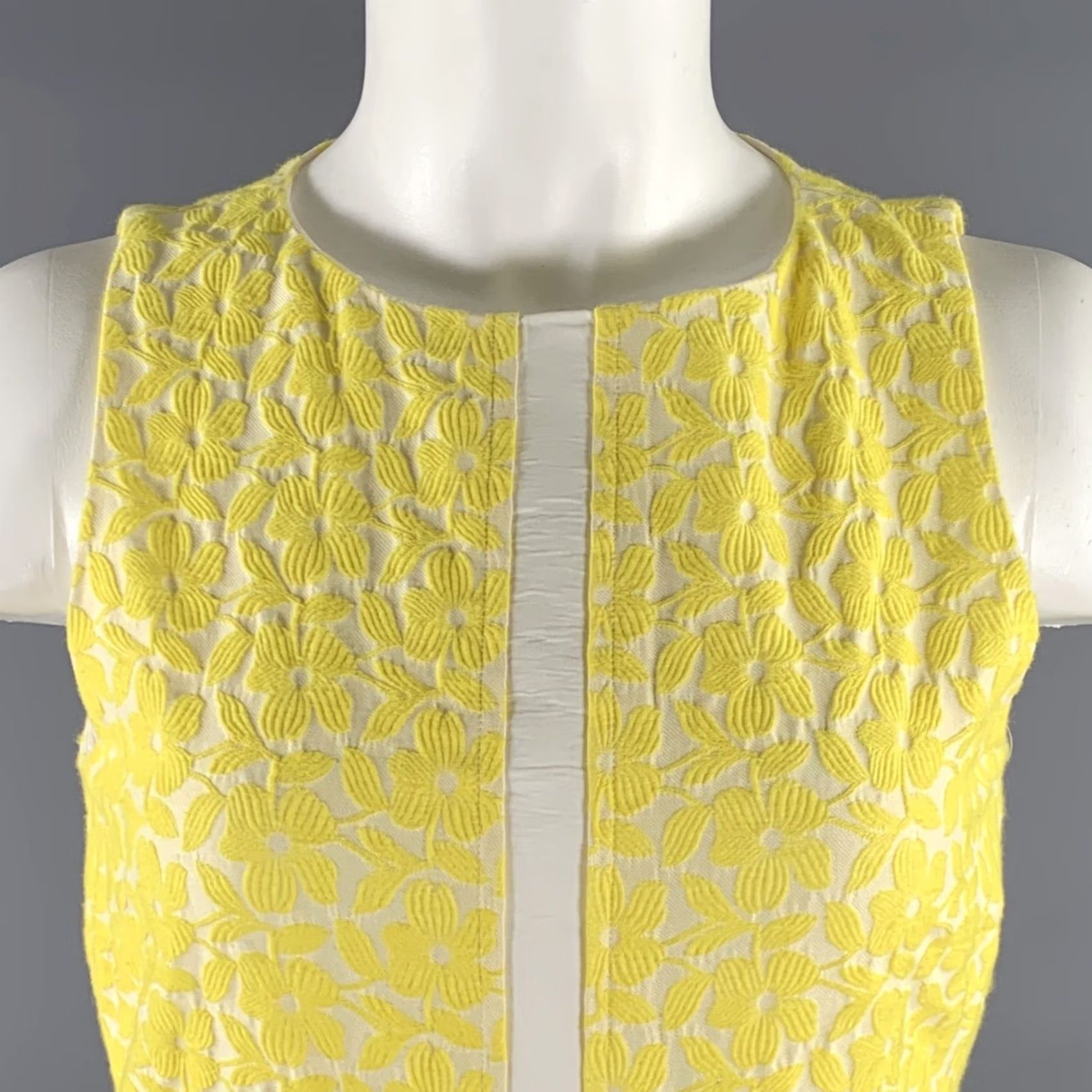 Jil Sander JIL SANDER A-Line Dress Size 2 Yellow White Jacquard Size XS / US 0-2 / IT 36-38 - 2 Thumbnail