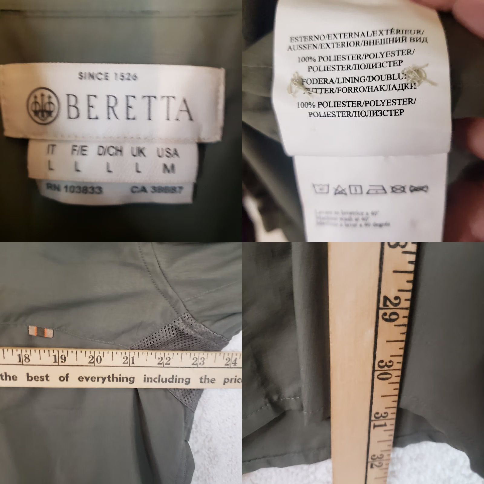 Vintage Beretta Mens Medium Long Sleeve Greenish Brown Polyester Button Up Shirt Size US M / EU 48-50 / 2 - 11 Thumbnail