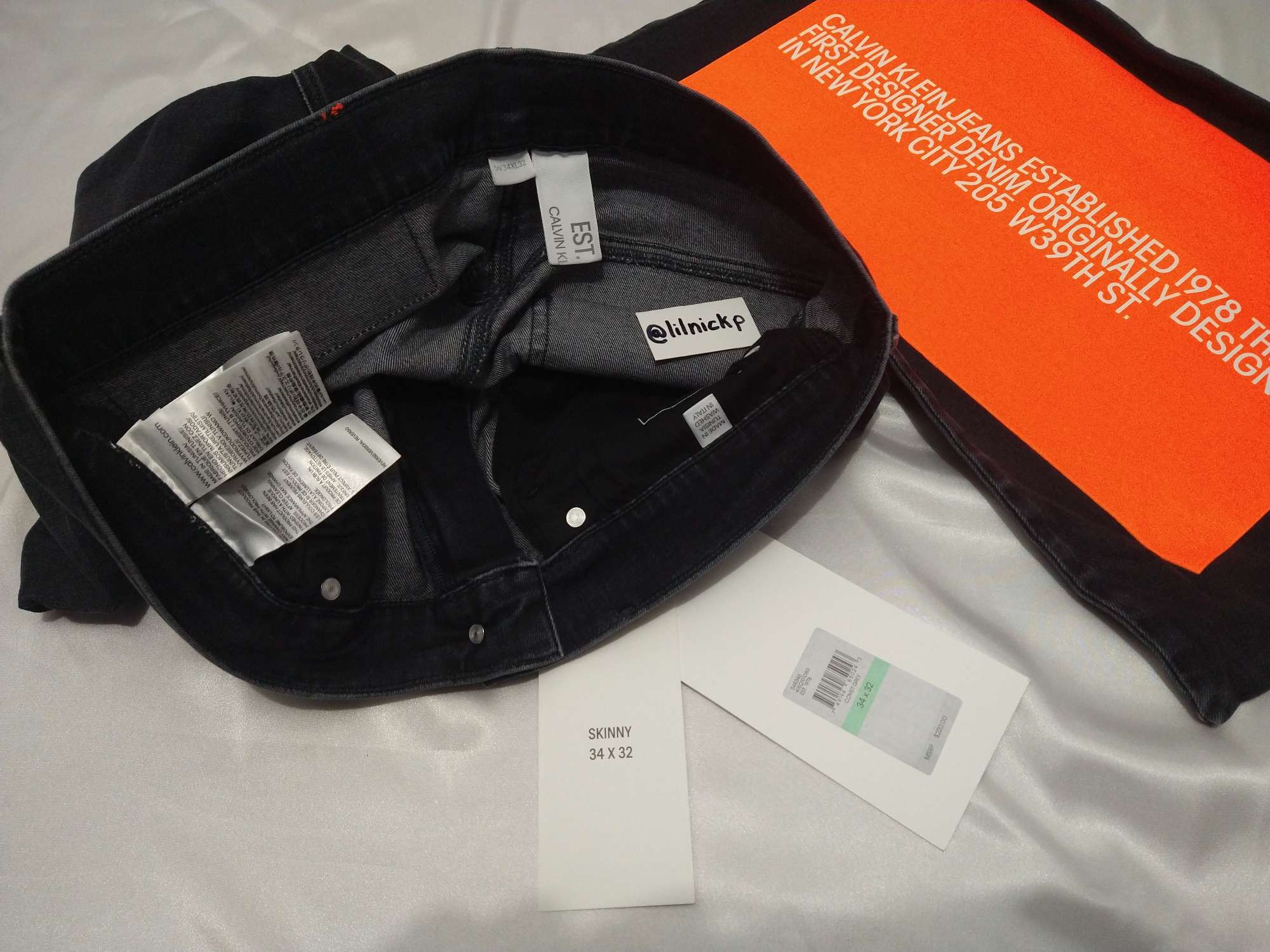 Calvin Klein 205W39NYC EST. 1978 Skinny Leg Comet Grey Jeans Size US 34 / EU 50 - 4 Thumbnail