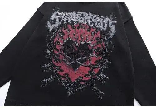 Aran Isles Knitwear × Japanese Brand Oversized Knit Flame Thorn Heart Goth Sweaters Size US M / EU 48-50 / 2 - 3 Thumbnail