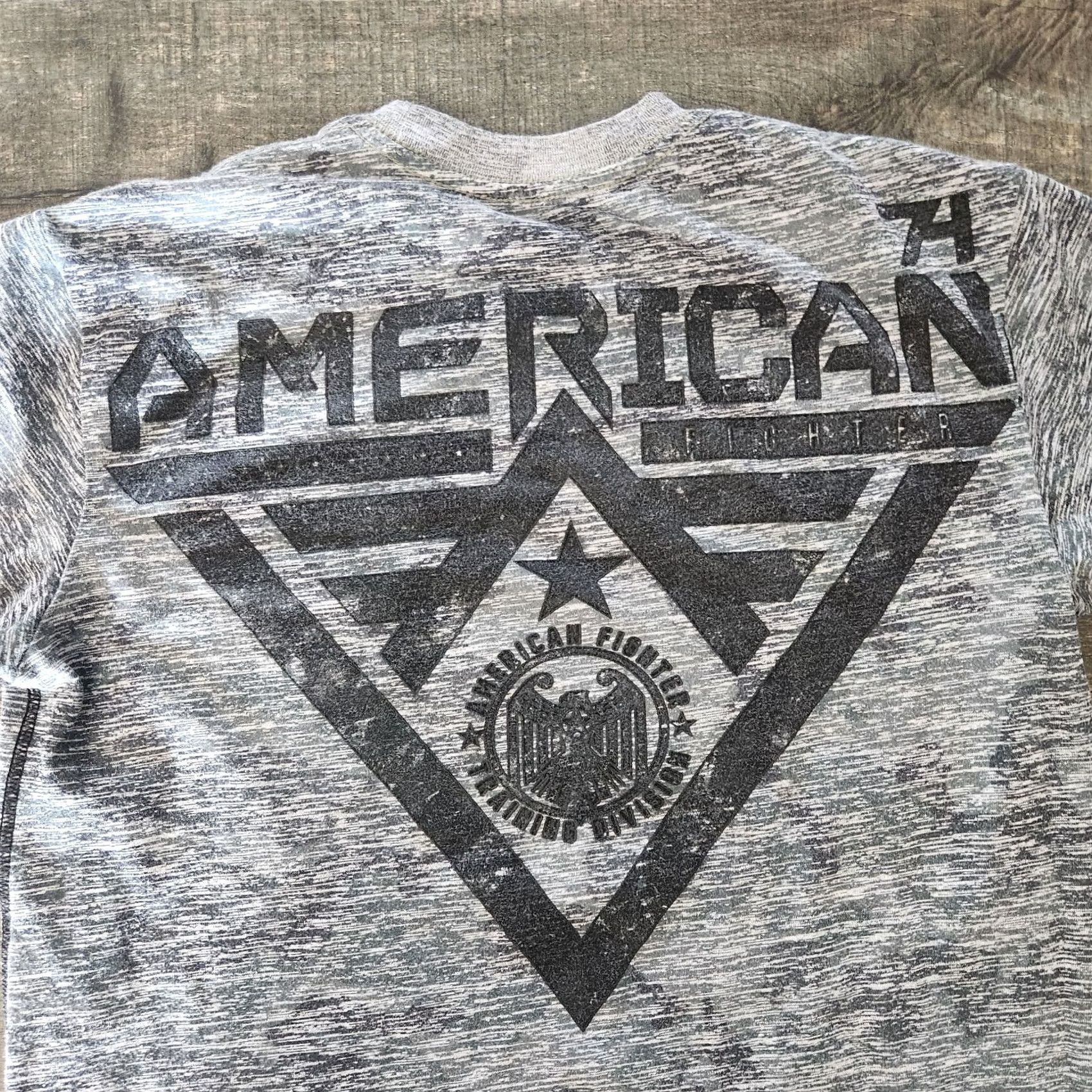Vintage American Fighter T-Shirt Mens Small Gray Double-Sided AOP Tee Size US S / EU 44-46 / 1 - 6 Thumbnail