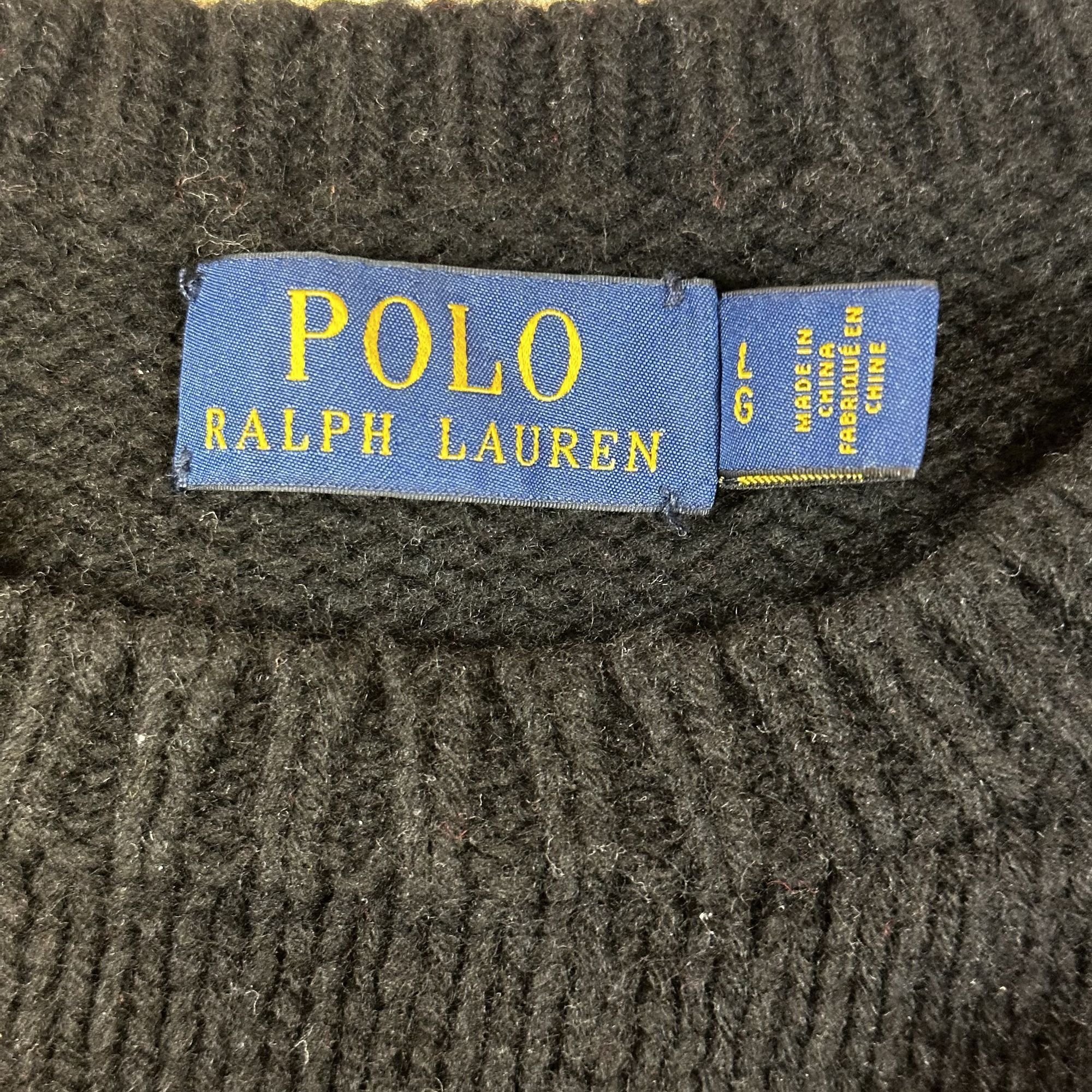 Polo Ralph Lauren Polo Ralph Lauren Black Wool Knit Sweater W/ Red P & Tiger P Size US L / EU 52-54 / 3 - 3 Thumbnail
