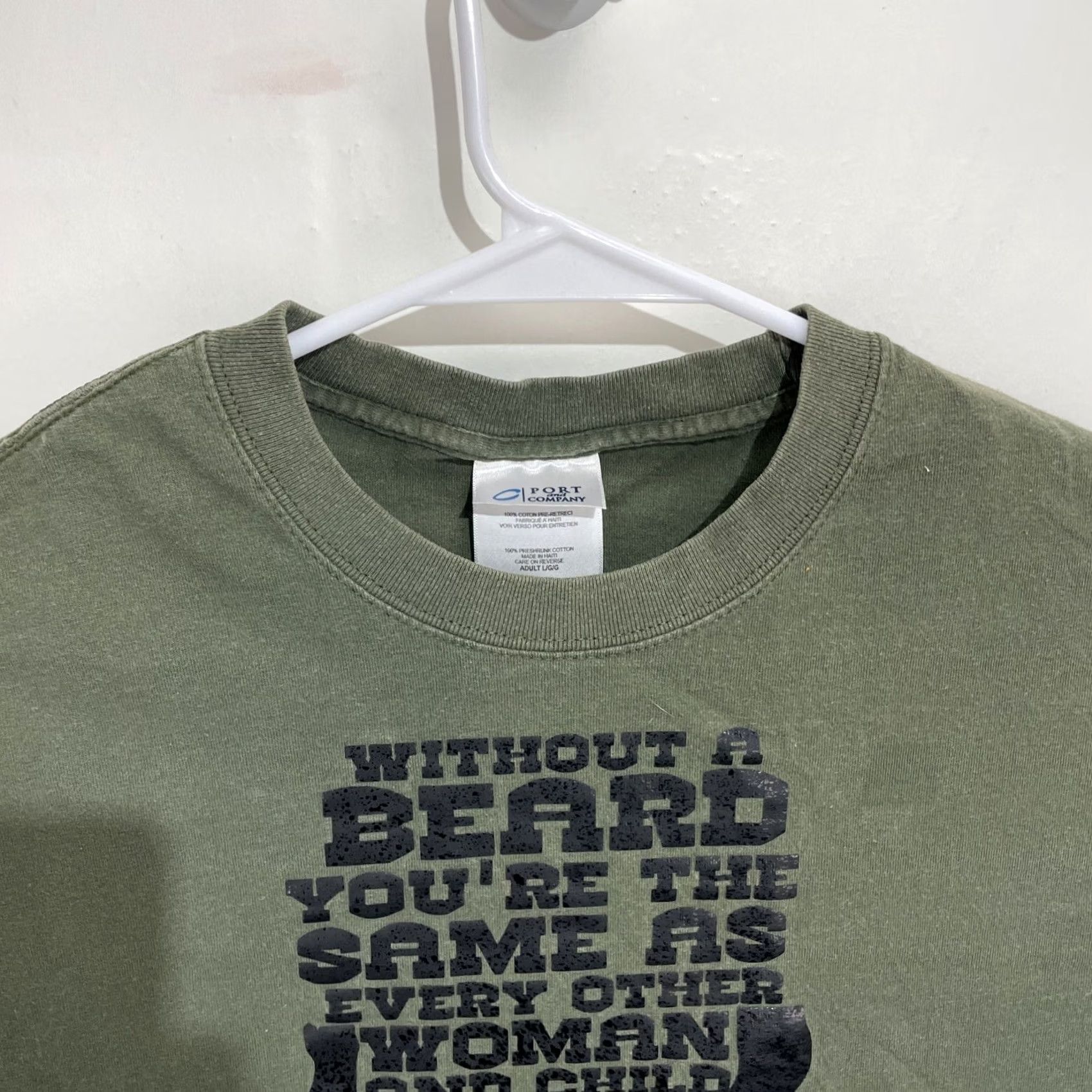 Port & Company Live Bearded T Shirt Green L Mens Funny Beard Humor Port & Company Regular Fit Crew Neck Short Sleeve Graphic Print 2010-2019 Haiti Size US L / EU 52-54 / 3 - 3 Thumbnail