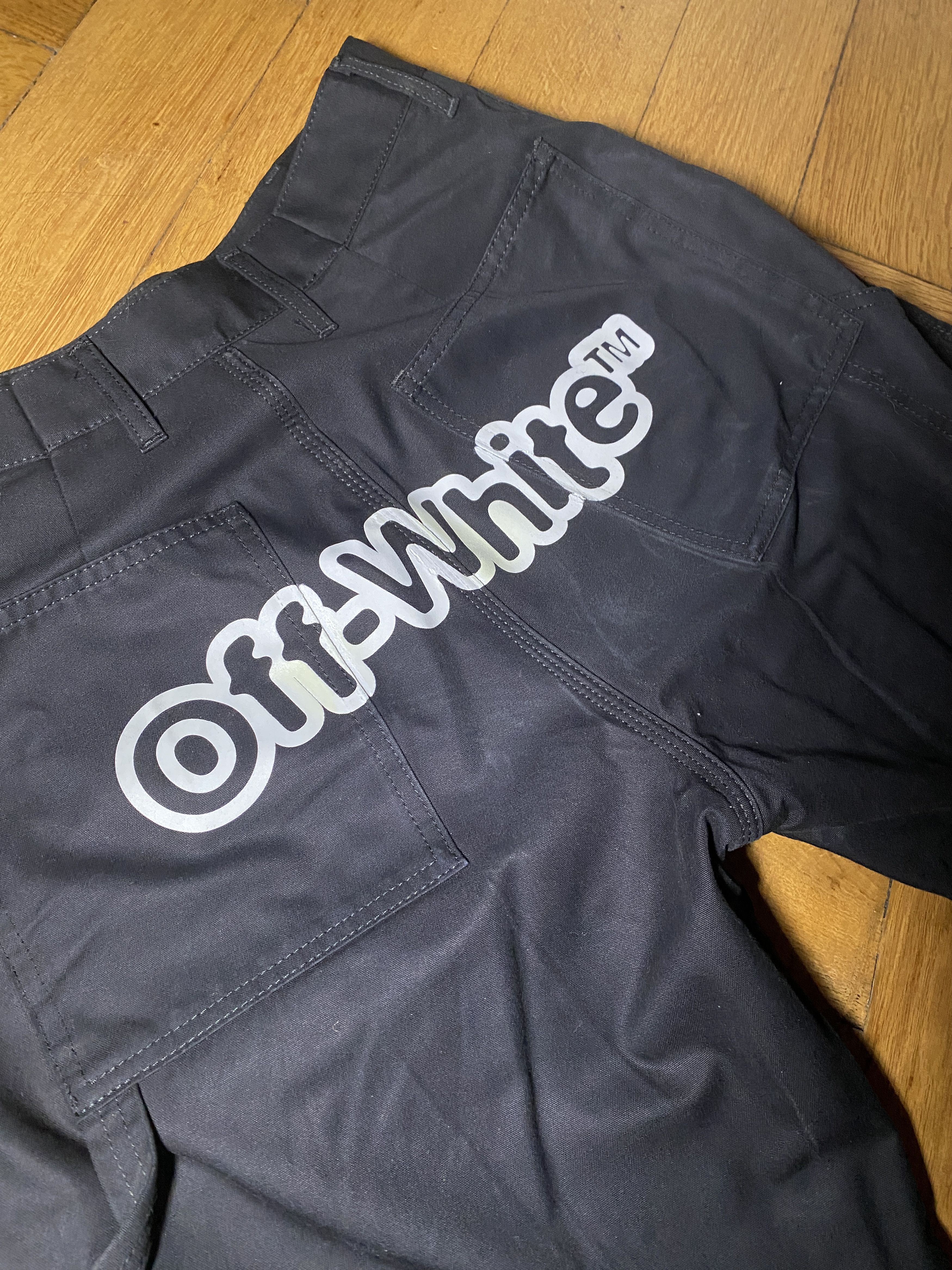 Off-White Off White Logo Carpenter Jeans Black Size US 27 - 2 Thumbnail