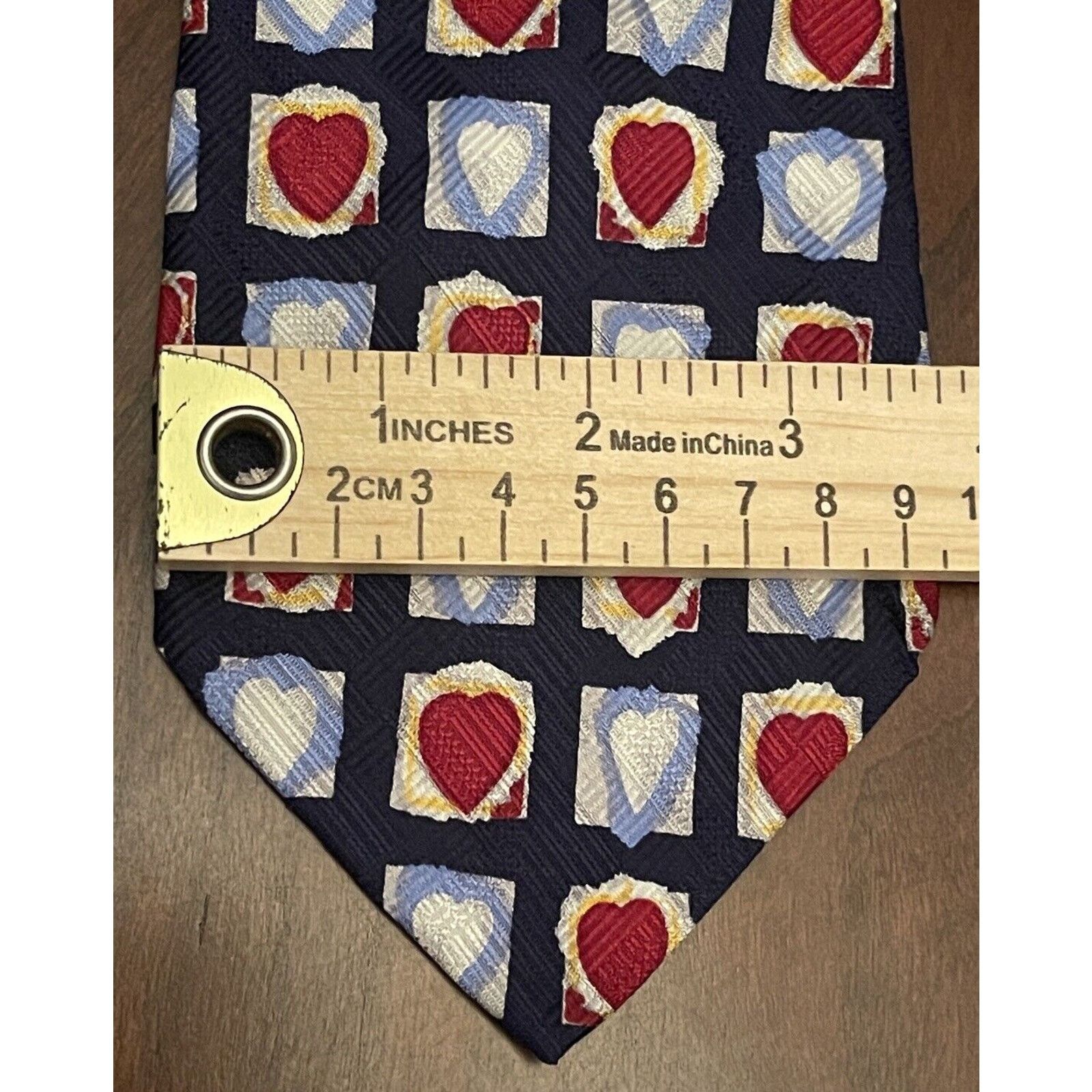 Other Today’s Man Red Blue 100% Silk Made In Italy Heart Print Size 44 - 4 Thumbnail