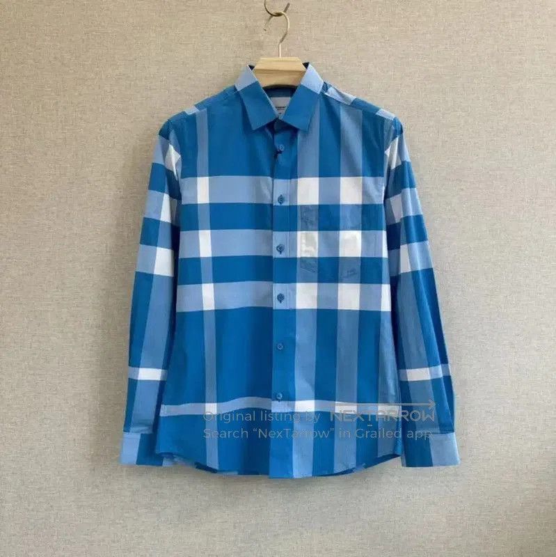 Burberry Blue Check Long Sleeve Shirt.