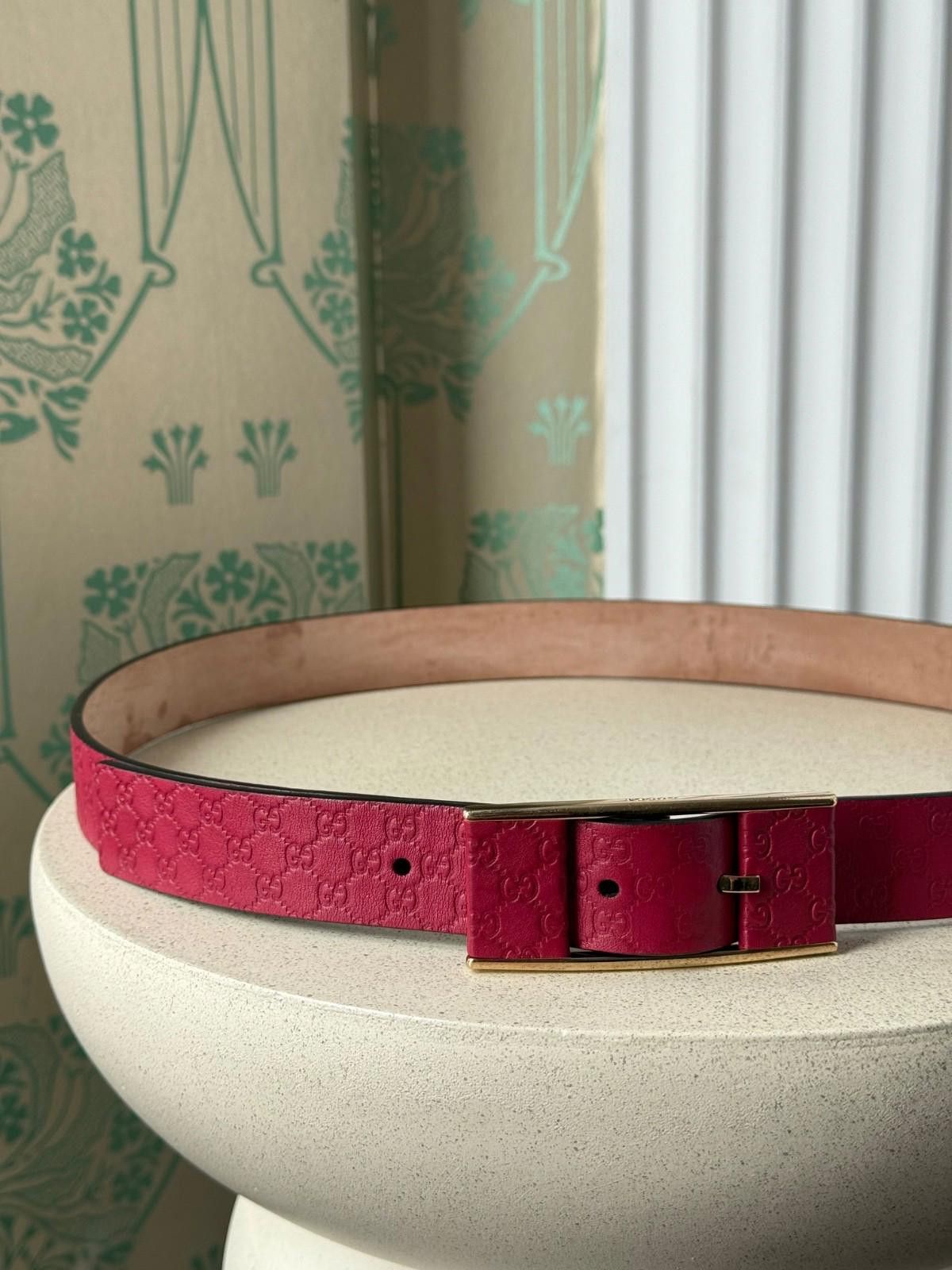 Gucci Gucci Pink Microguccissima Soft Leather Buckle Belt 95 / 38 Size ONE SIZE - 9 Thumbnail