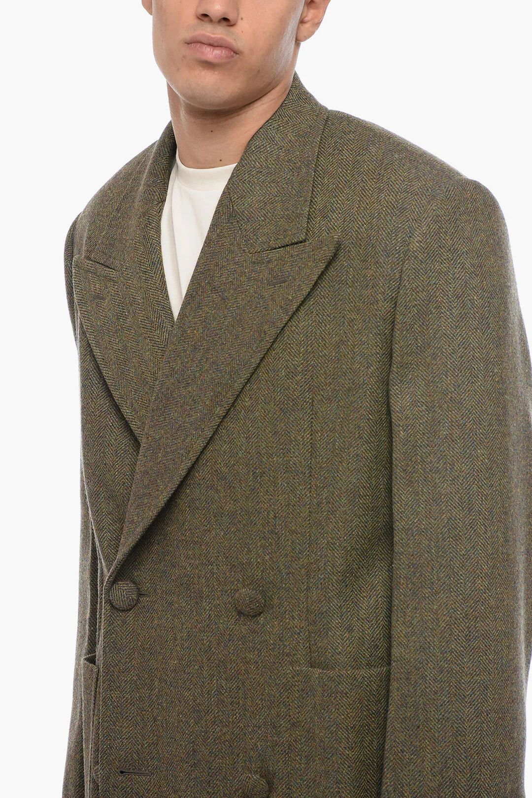 Givenchy og1mm0326 Wool Double-Breasted Coat in Green Size US M / EU 48-50 / 2 - 3 Thumbnail