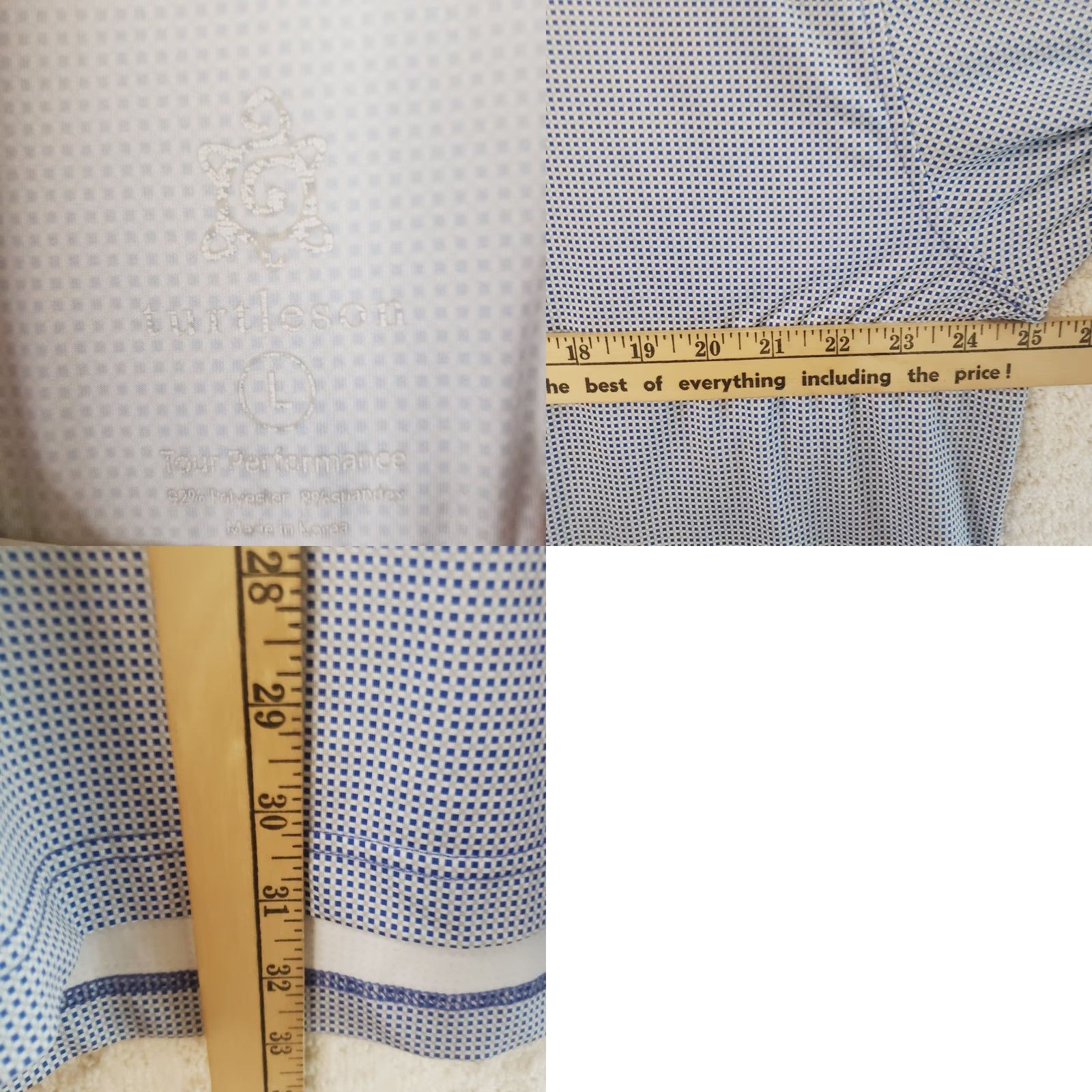 Vintage Turtleson Polo Shirt Men's L Blue Microcheck Short Sleeve Geometric Breathable Stretch Golf Preppy Logo Polo Blackout Size US L / EU 52-54 / 3 - 9 Thumbnail