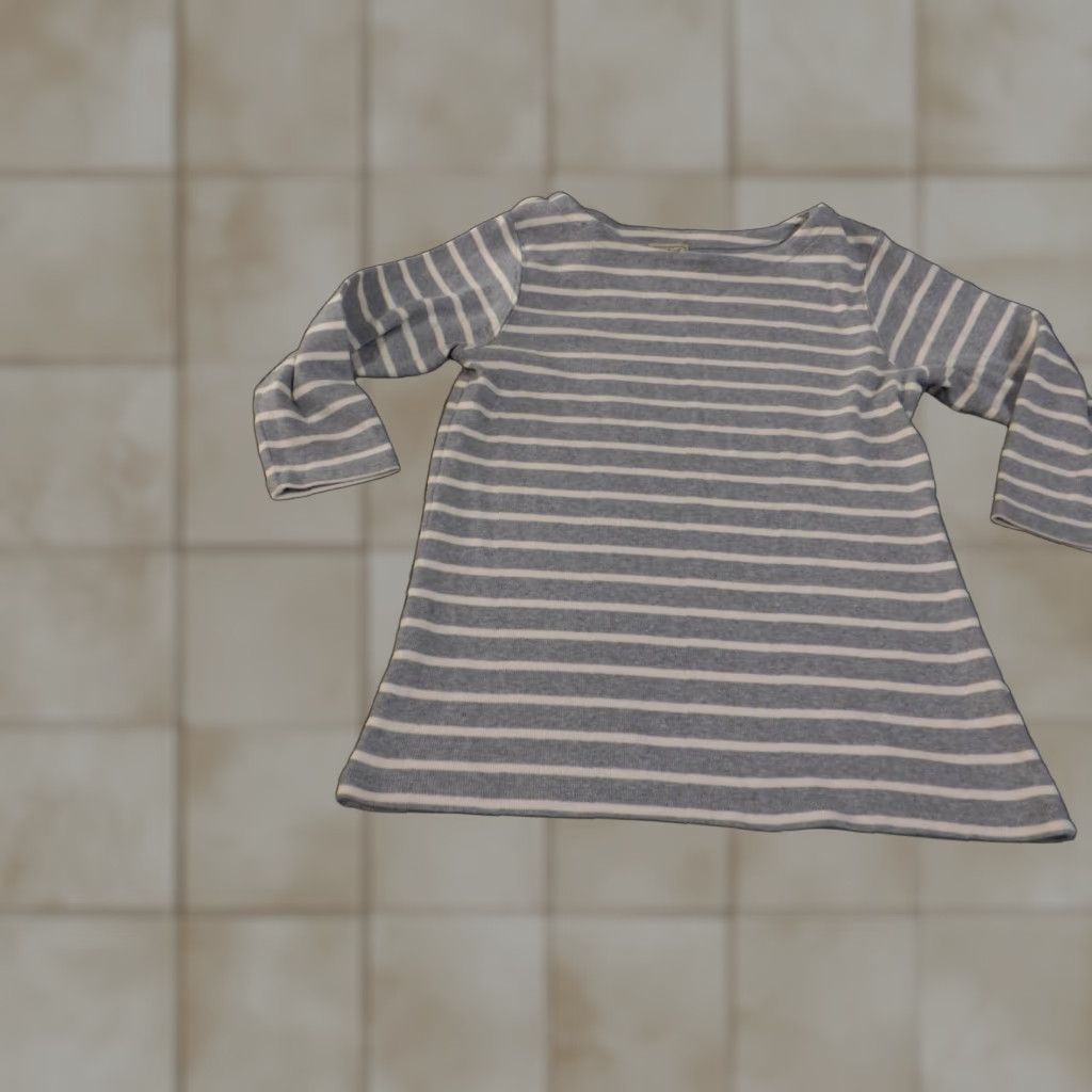 Vintage L.L. Bean Sweater Pullover Womens Medium Gray Striped Knit Stretch Outdoor Cotton Cable-Knit Long Sleeve Round Neck Womens Regular Size M / US 6-8 / IT 42-44 - 1 Thumbnail