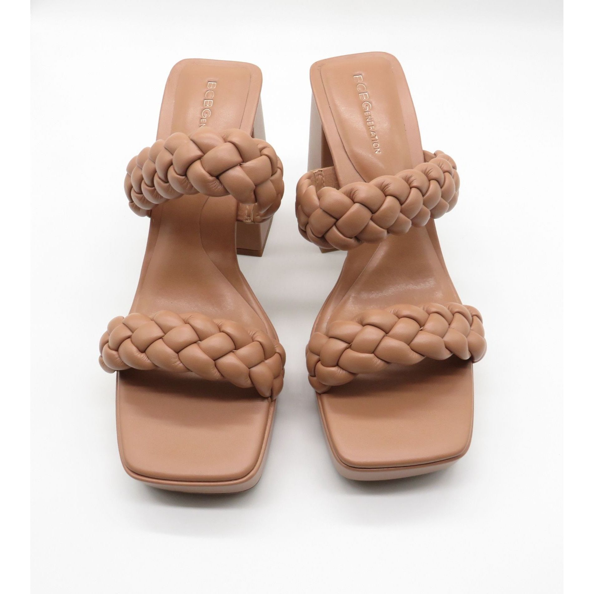 Other BCBG Generation Women's Tan Braided Strap Block Heel Sandals Size US 10 / IT 40 - 2 Thumbnail