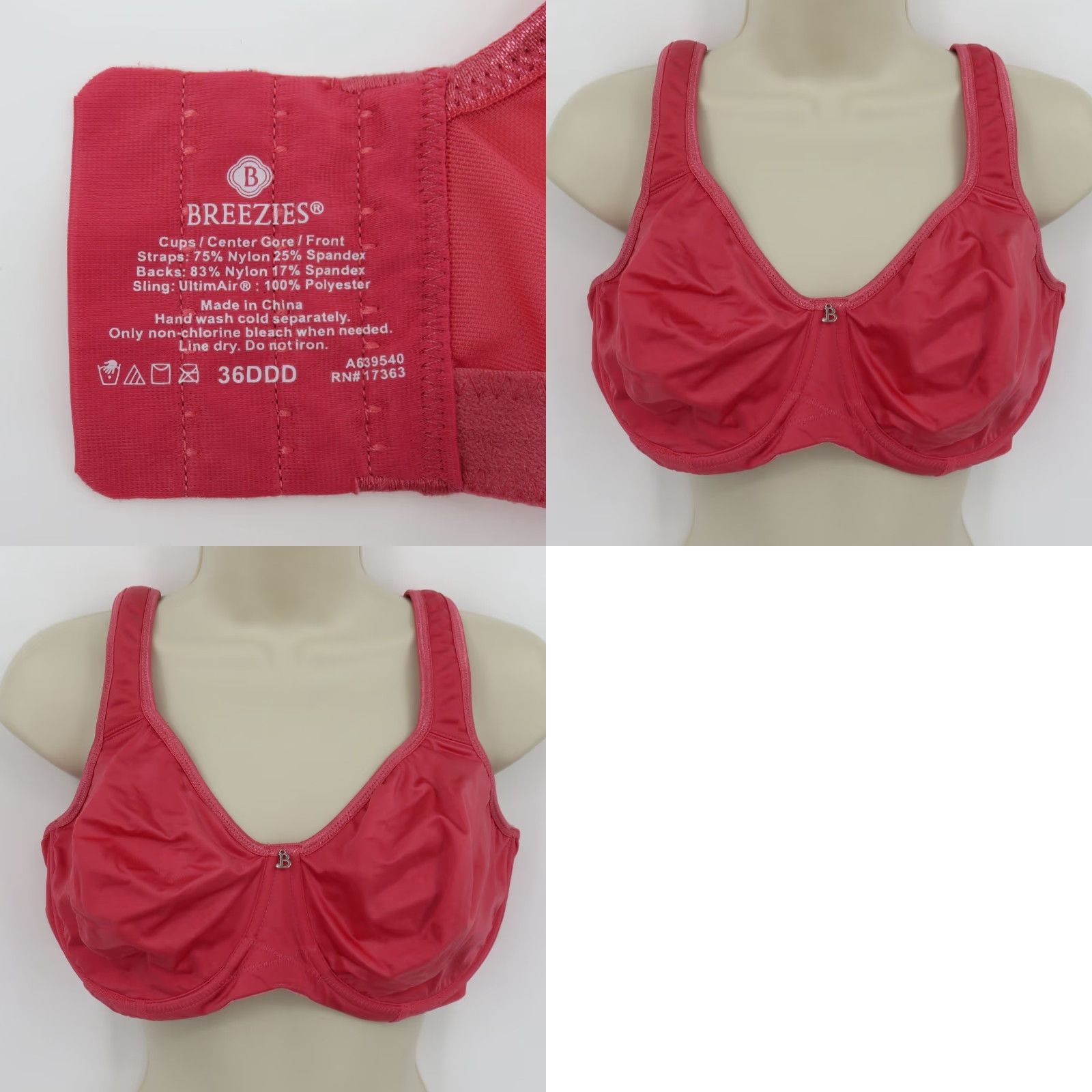 Vintage Breezies Bra Underwire Unlined Style A639540 36DDD Womens Pink T-Shirt Bra Charms Rhinestone Silver Charm Size ONE SIZE - 9 Thumbnail