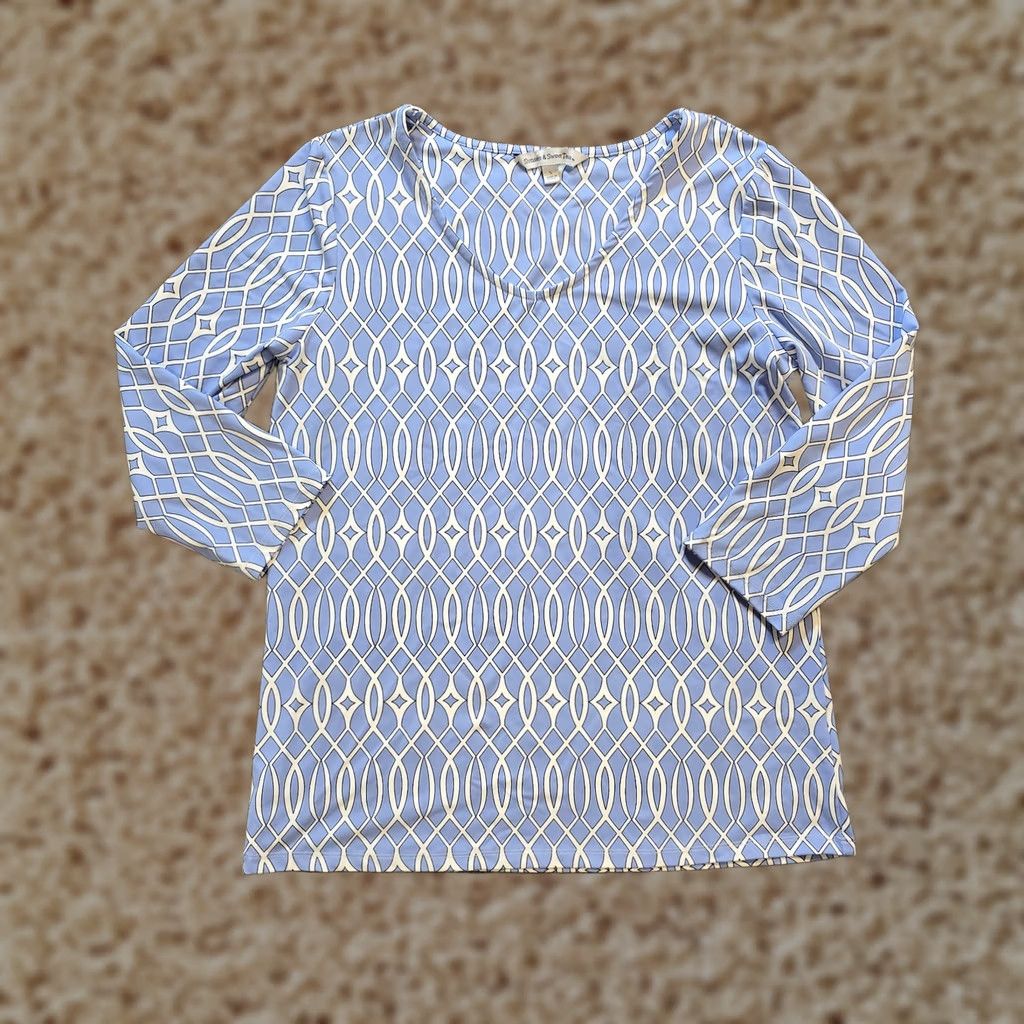 Vintage Sunsets Sweet Tea Top Womens Size Small Blue Stretchy No Iron Performance Golf Shirt Size S / US 4 / IT 40 - 1 Thumbnail