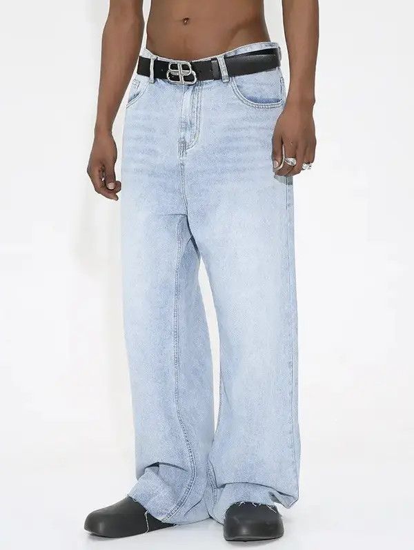 VIBE Washed distressed loose baggy jeans y2k Size US 32 / EU 48 - 4 Thumbnail