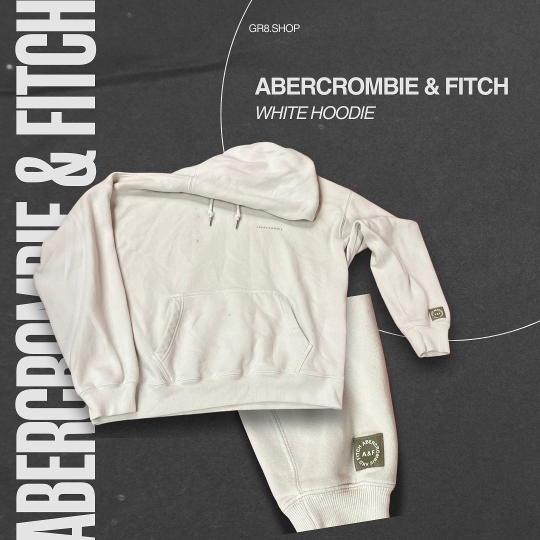 Abercrombie & Fitch Abercrombie & Fitch White Hoodie Large Soft Cotton Blend Fro Size US L / EU 52-54 / 3 - 1 Thumbnail