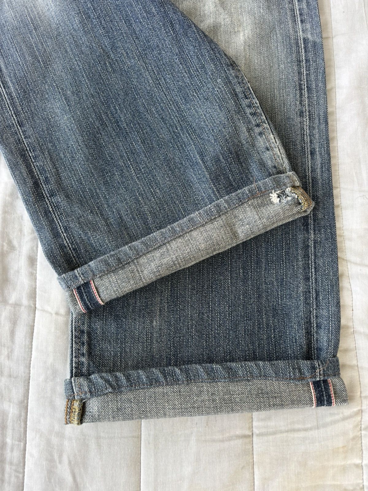 Edwin Edwin 505x Baggy Selvedge Redline Thrashed Jeans Size US 33 - 10 Thumbnail
