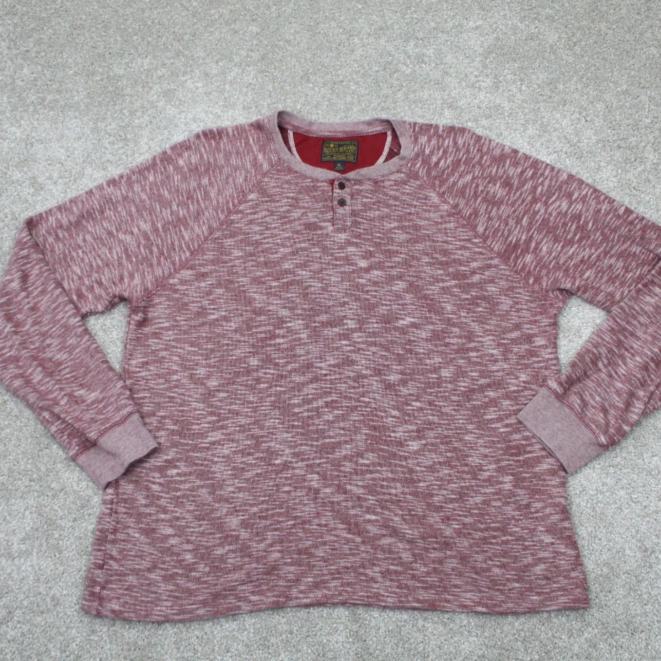 Lucky Brand Lucky Brand Henley Shirt Mens XL Red 100% Cotton Long Sleeve Pullover Shirt Size US XL / EU 56 / 4 - 2 Thumbnail