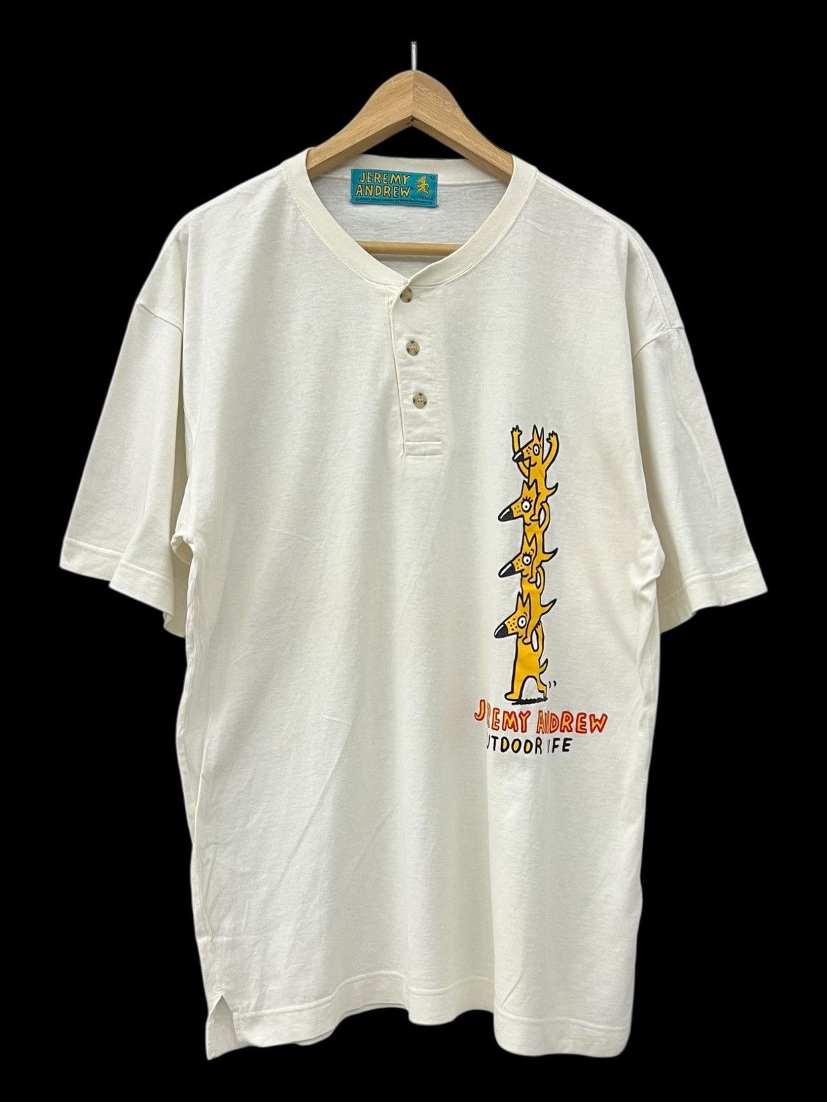 Jeremy Scott Vintage Jeremy Andrew Outdoor Life Henley T-Shirt Size US L / EU 52-54 / 3 - 1 Thumbnail