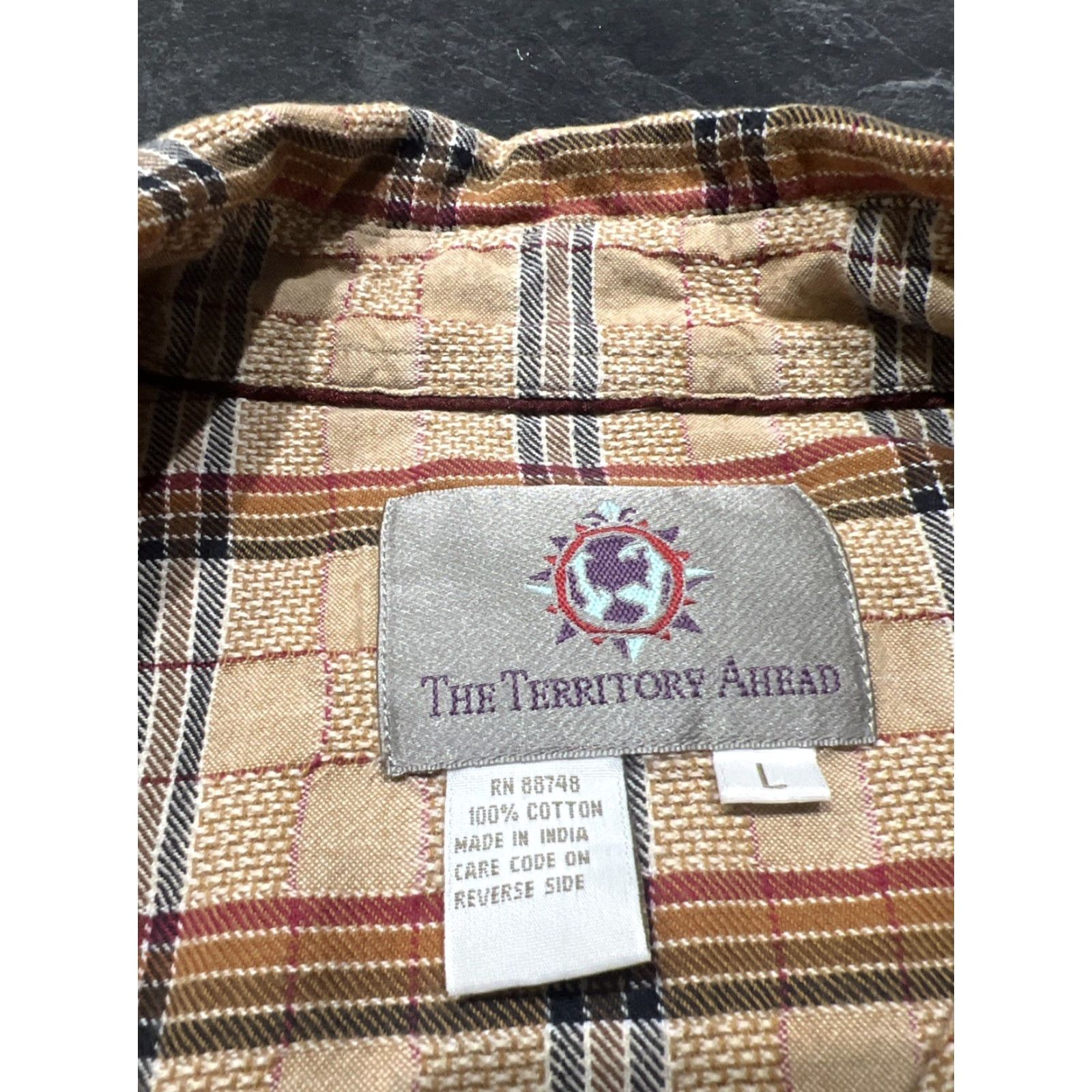 The Territory Ahead Territory Ahead Shirt Mens L Beige Long Sleeve Plaid Classic Preppy Size US L / EU 52-54 / 3 - 5 Thumbnail