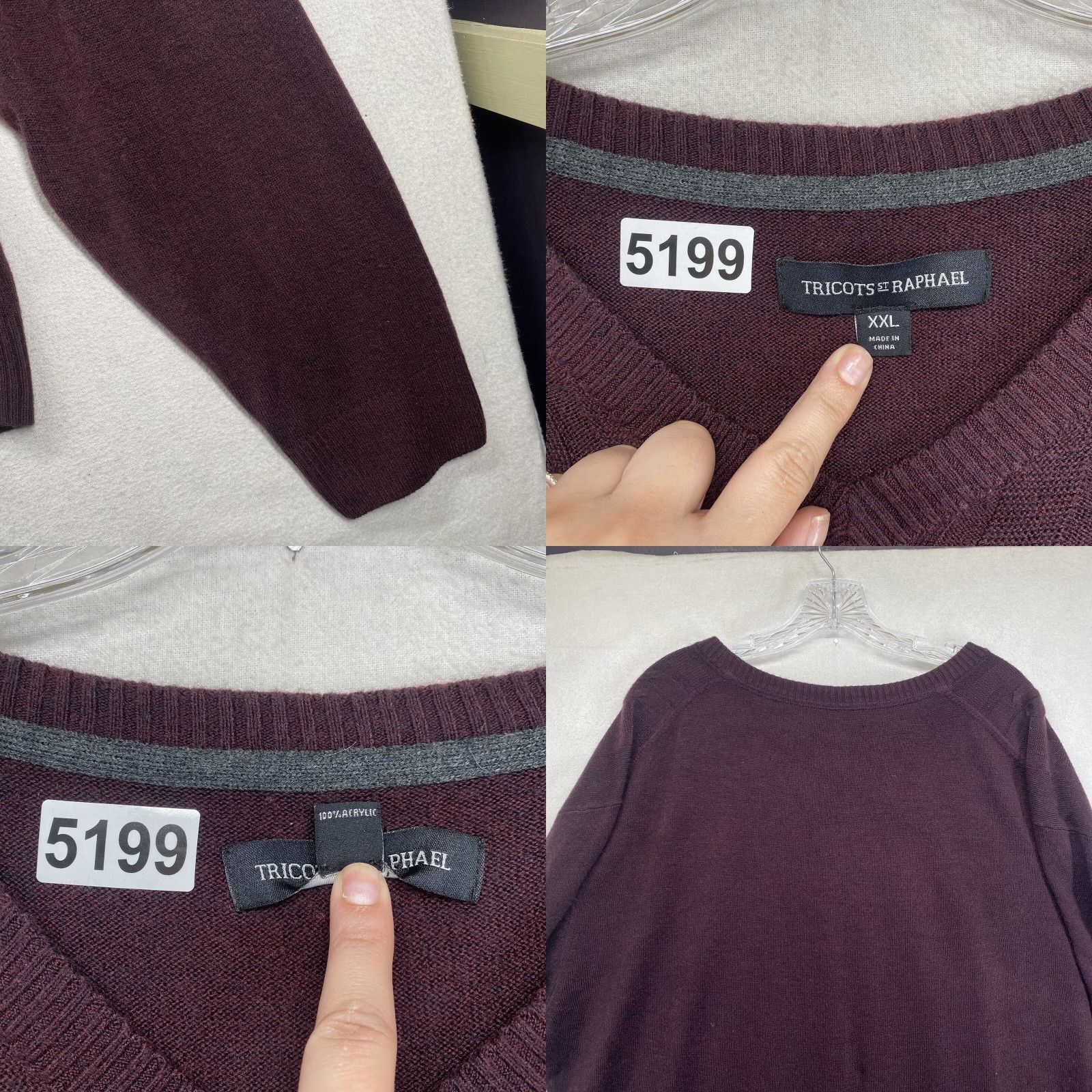 Vintage VINTAGE Tricots St. Raphael Men’s Sweater Cable Knit V-Neck Pullover Size 2XL Fall Winter Maroon Size US XXL / EU 58 / 5 - 8 Thumbnail
