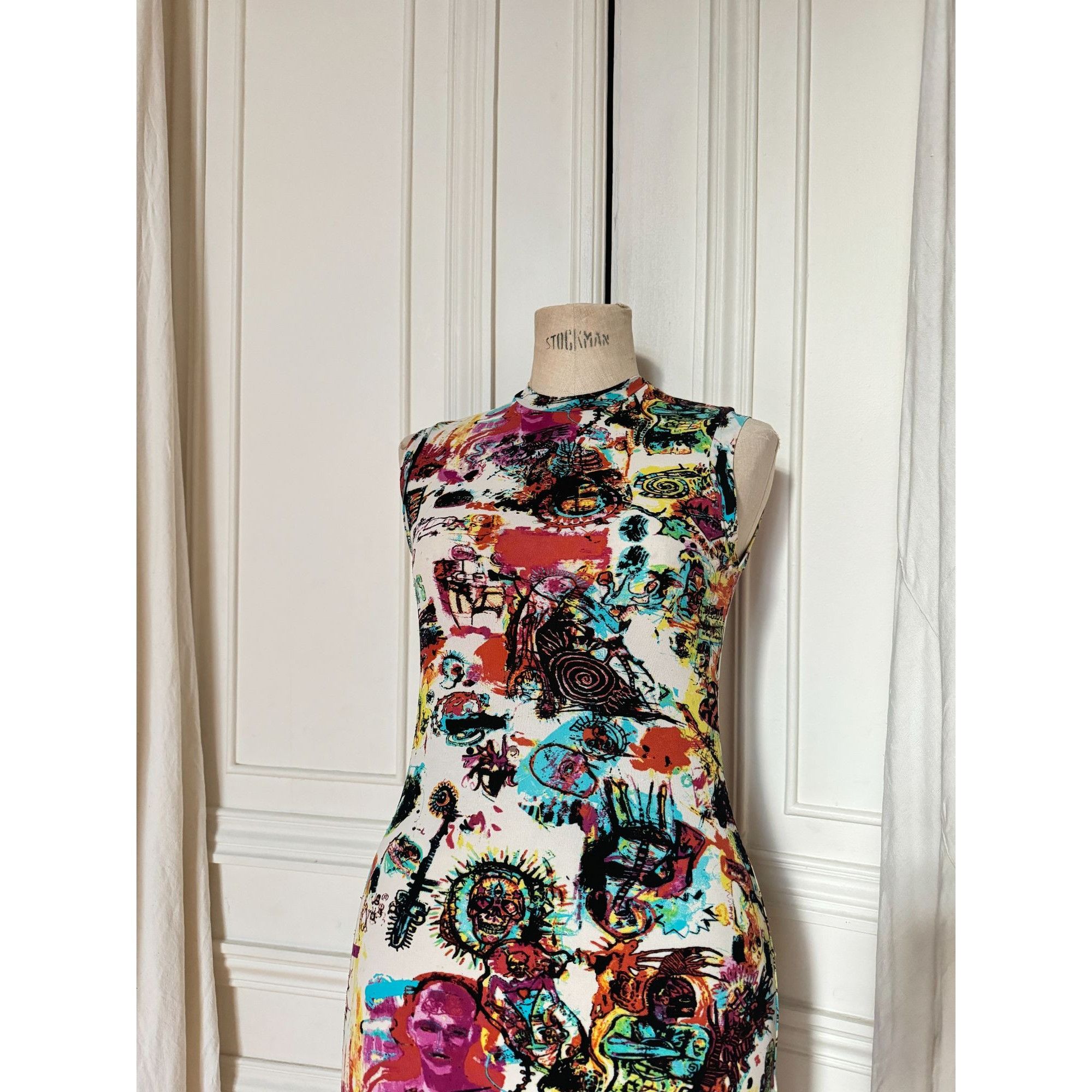 Jean Paul Gaultier Vintage 1990s Basquiat Mesh Maxi Dress Size M / US 6-8 / IT 42-44 - 2 Thumbnail