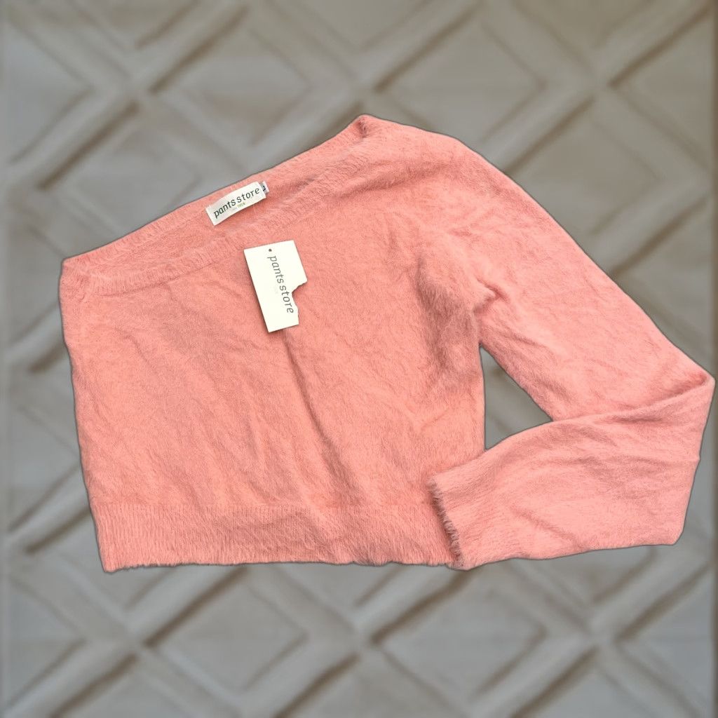 Pinko Pants Store Asymmetrical Sleeve Knit Sweater Womens L Pink Nylon NWT Casual Modern Pullover Best Seller Womens Size Large Pink Nylon Sweater Size L / US 10 / IT 46 - 1 Thumbnail
