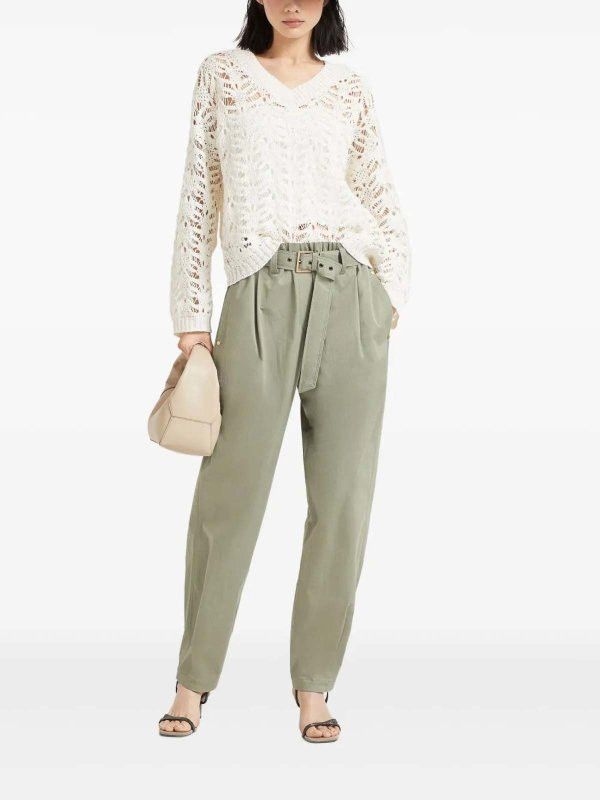Brunello Cucinelli o1la1rc1a0326 V-Neck Sweater in White Size M / US 6-8 / IT 42-44 - 3 Thumbnail