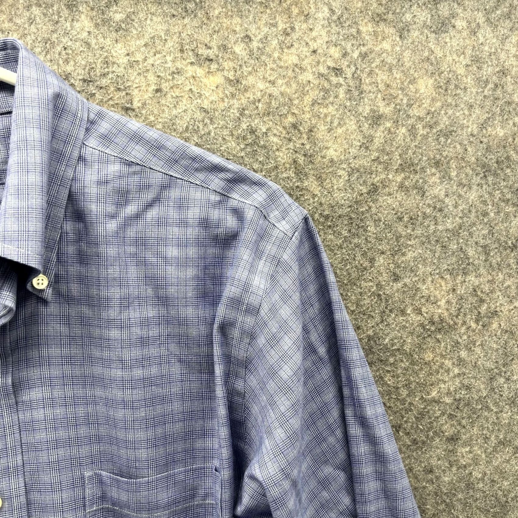 Brooks Brothers Brooks Brothers Shirt Men 15.5 32 Glen Check Blue Button-Down Regent Non Iron Shirt Size US L / EU 52-54 / 3 - 4 Thumbnail