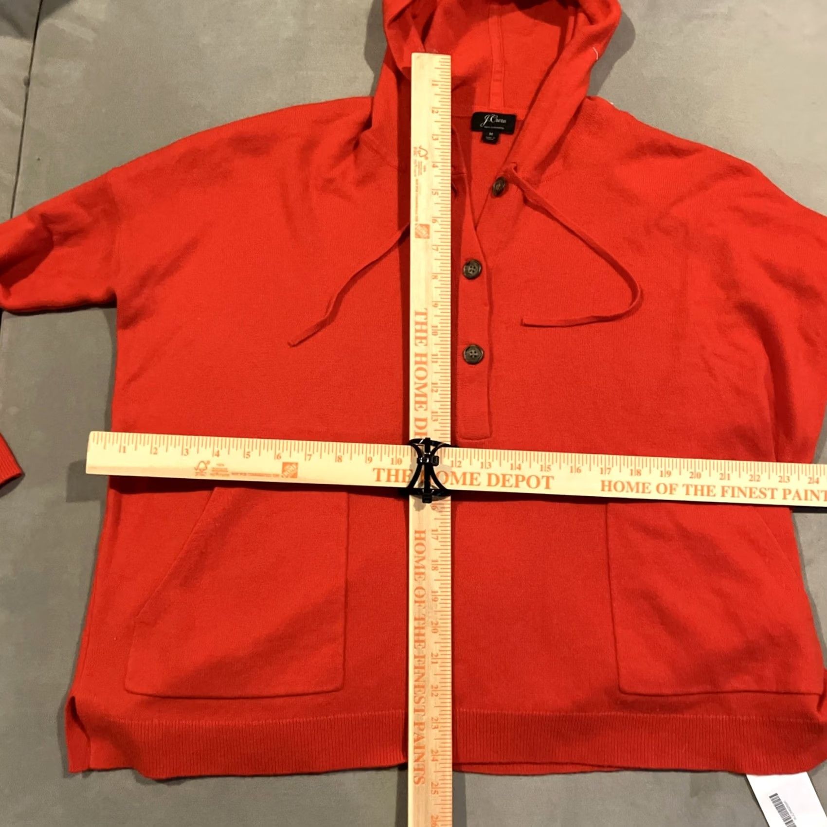 J.Crew VINTAGE J.CREW Everyday 100% Cashmere Pocket Hoodie Sweater Style J6633 Medium Red Womens Size M / US 6-8 / IT 42-44 - 7 Thumbnail