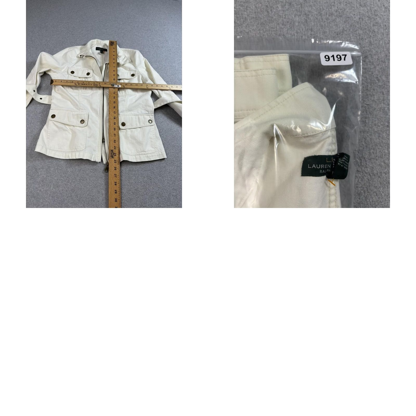 Ralph Lauren Lauren Ralph Lauren Jacket Womens Large White Belted Utility Boho 90s Denim Cotton Pockets Jacket Coat Size L / US 10 / IT 46 - 9 Thumbnail