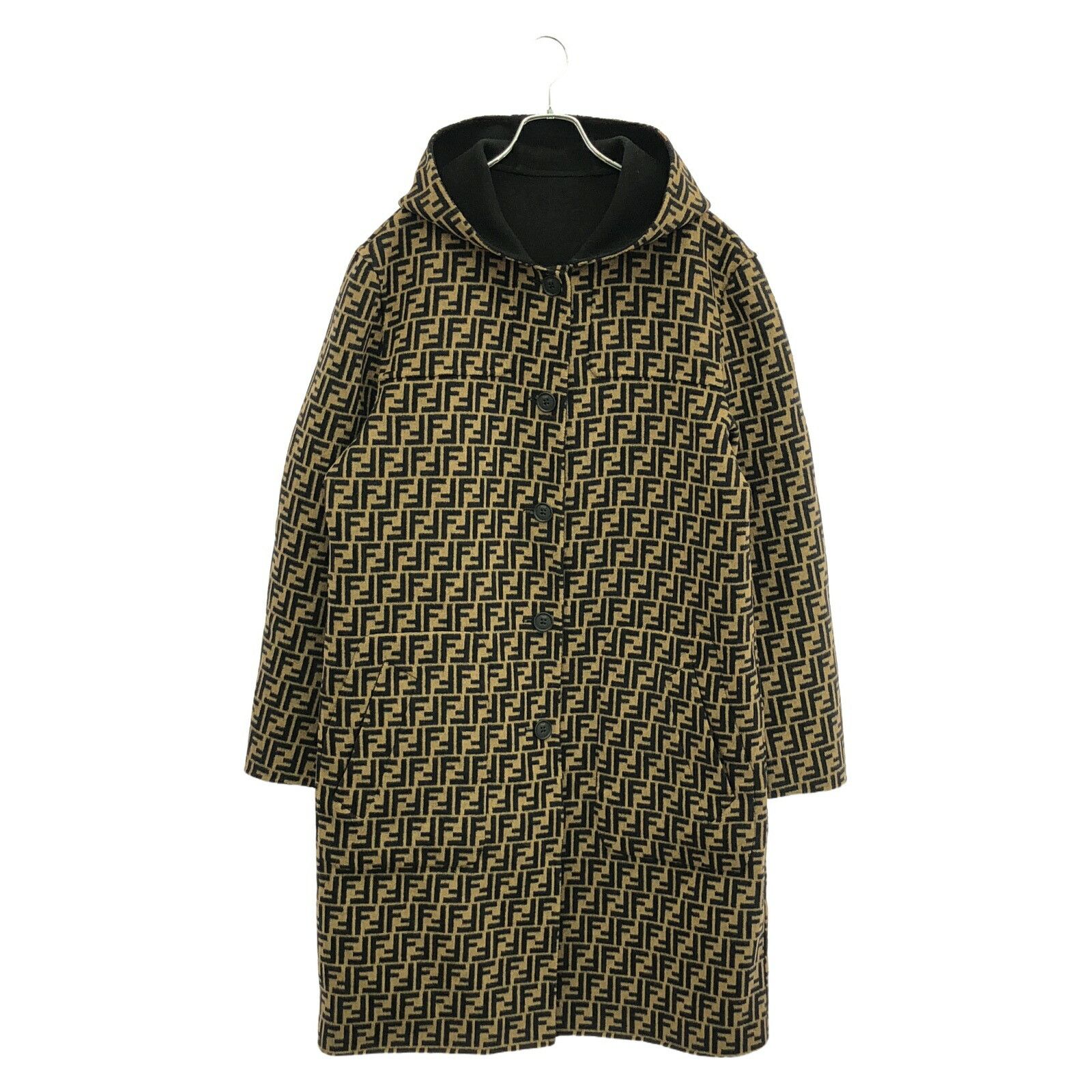 Fendi Fendi Fendi FF0249 A4LJ Wool Coat Leather Outerwear FF0249 A4LJ Size ONE SIZE - 1 Thumbnail