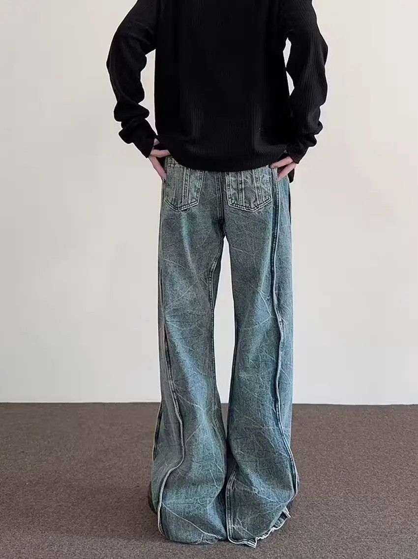 Designer × Japanese Brand Blue striped embroidered baggy jeans Size US 34 / EU 50 - 3 Thumbnail