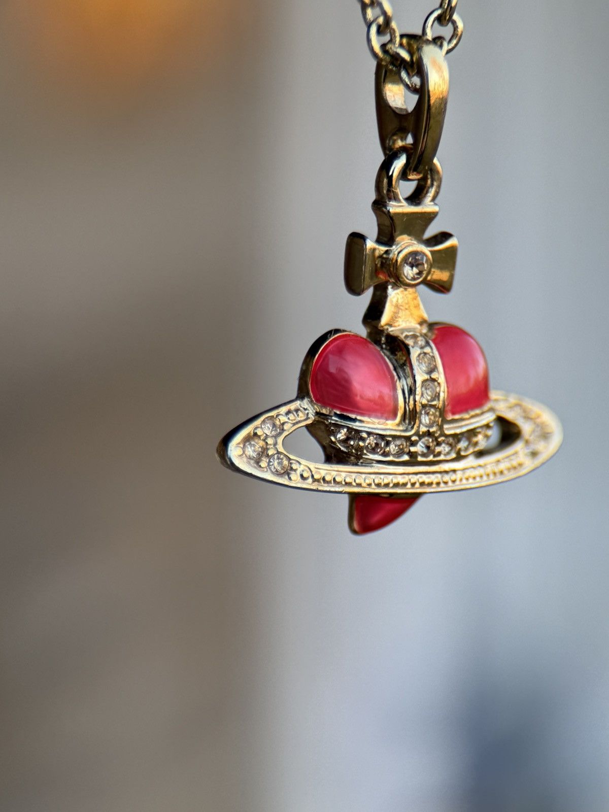 Vivienne Westwood Vivienne Westwood Diamante Heart Pendant Necklace Red Gold Size ONE SIZE - 3 Thumbnail