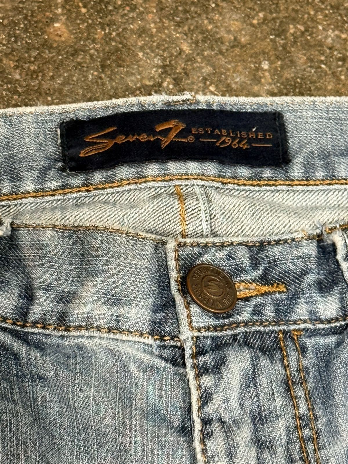 7 For All Mankind 7 For All Mankind Distressed Ripped Knee Cut Denim Boot Jean Size US 29 - 6 Thumbnail