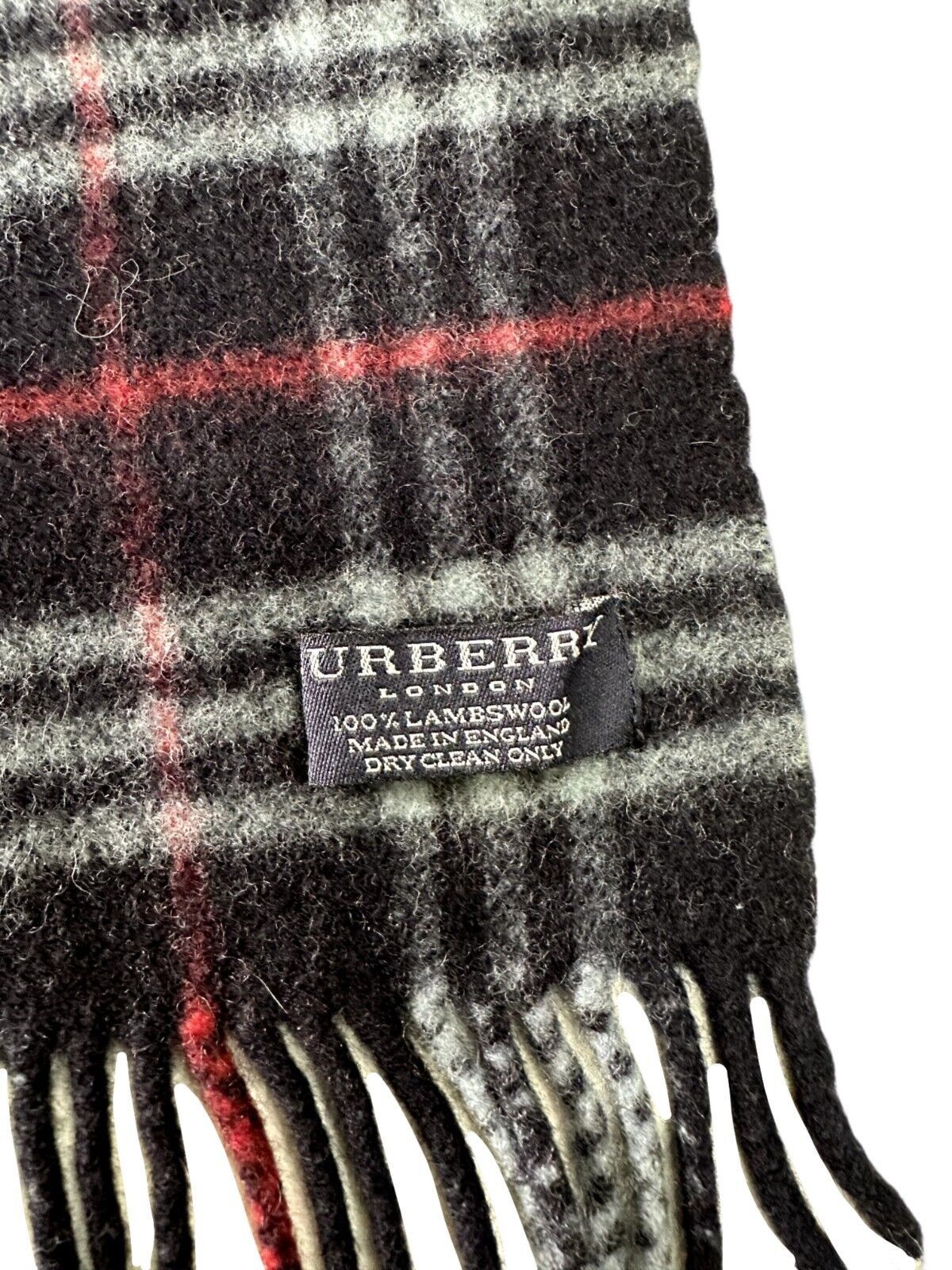 Burberry Burberry Authentic Unisex Scarf Black 100% Lambswool Size ONE SIZE - 3 Thumbnail