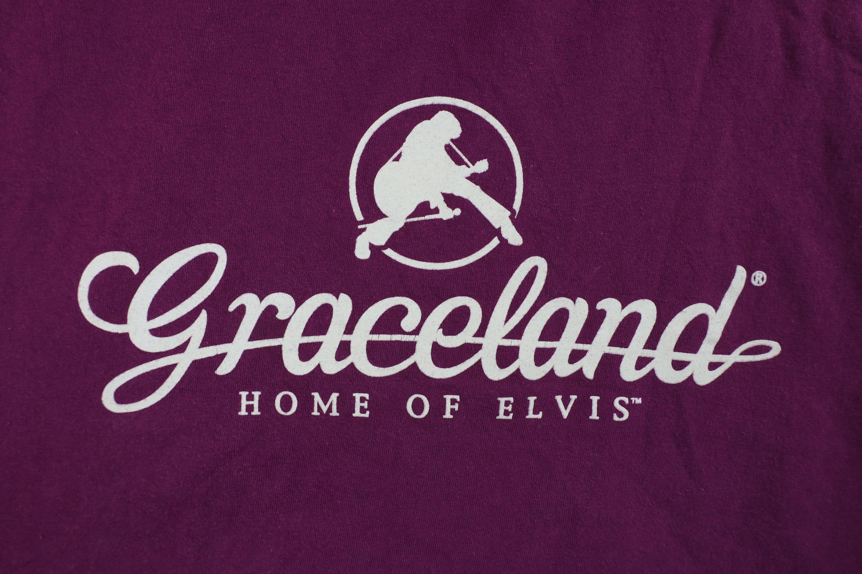 Vintage Vintage Y2K Spell Out Elvis Presley Graceland T-Shirt Maroon Size US XL / EU 56 / 4 - 4 Thumbnail