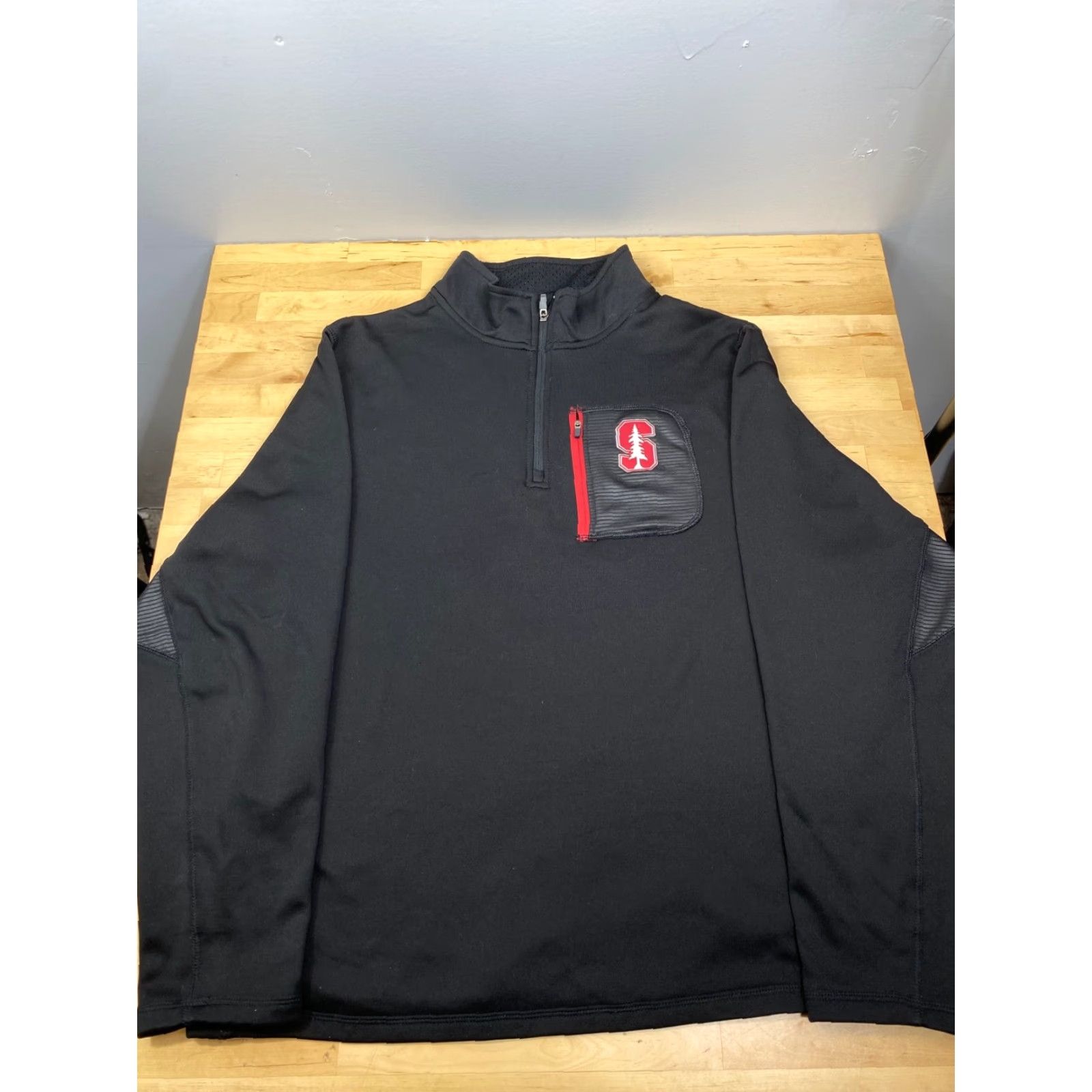 Vintage Campus Heritage Stanford Cardinals 1/4 Zip Sweater XL Black Unisex Pullover Size US XL / EU 56 / 4 - 2 Thumbnail