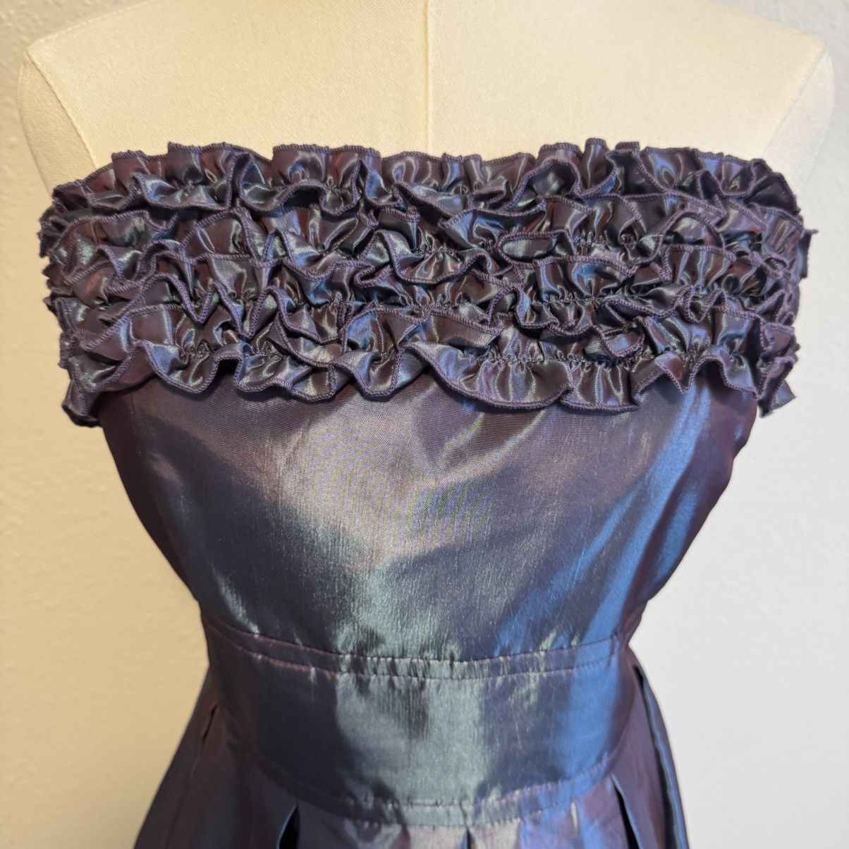 Other STUDIO Y Vintage Y2K Purple Blue Iridescent Strapless Dress Size L / US 10 / IT 46 - 3 Thumbnail
