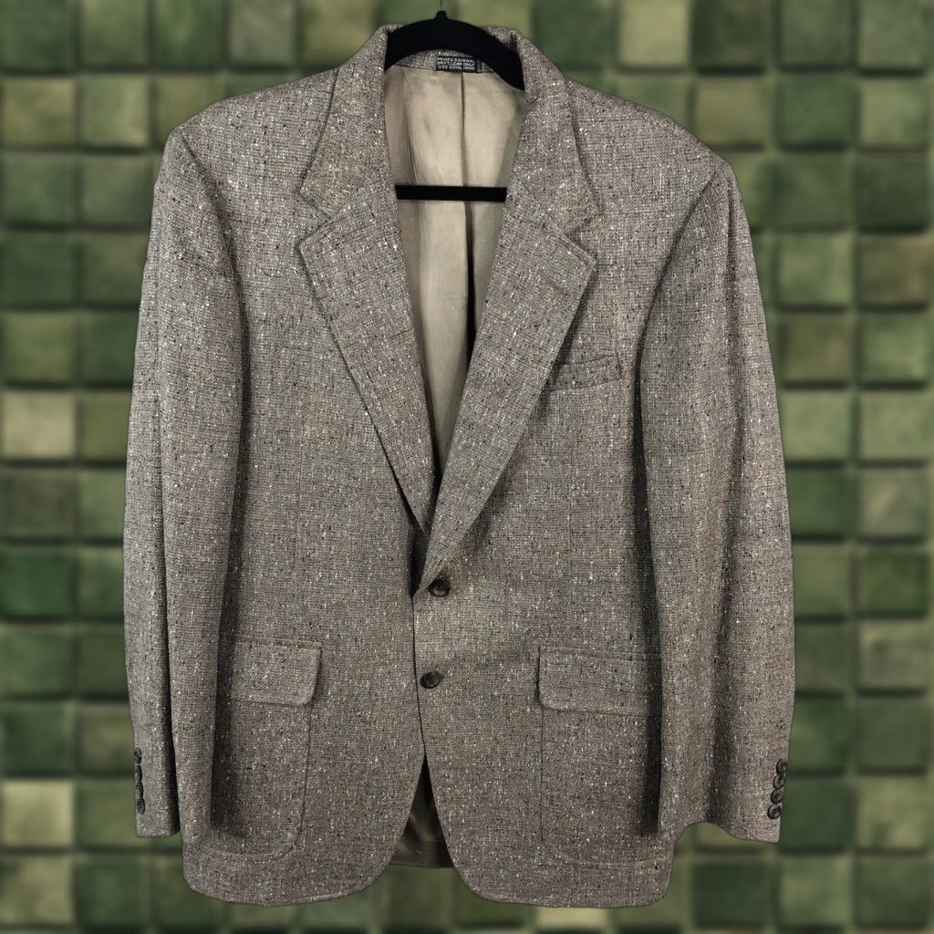 Brooks VINTAGE Christian Brooks Blazer Mens 42 Grey 100% Silk Sport Coat Jacket Classic Size 42R - 1 Thumbnail