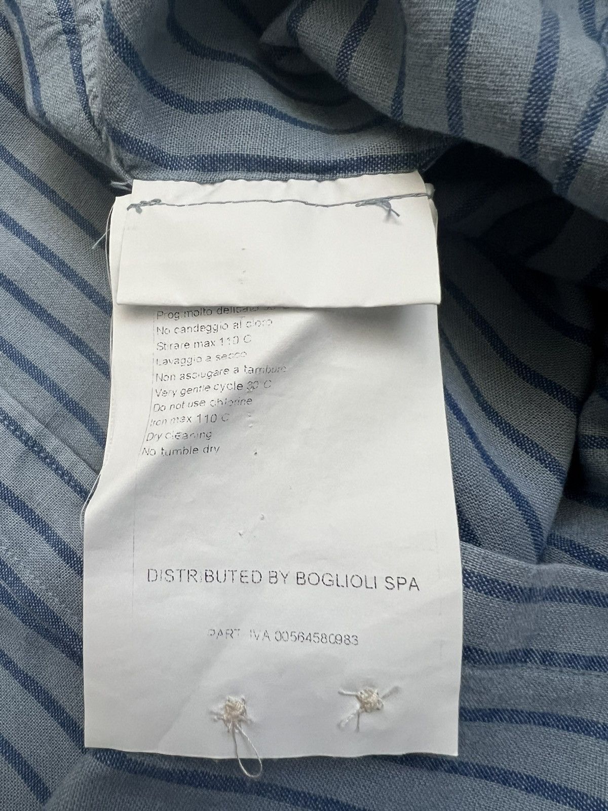 Boglioli Boglioli Sky blue and blue striped cotton and linen shirt Size US XL / EU 56 / 4 - 8 Thumbnail