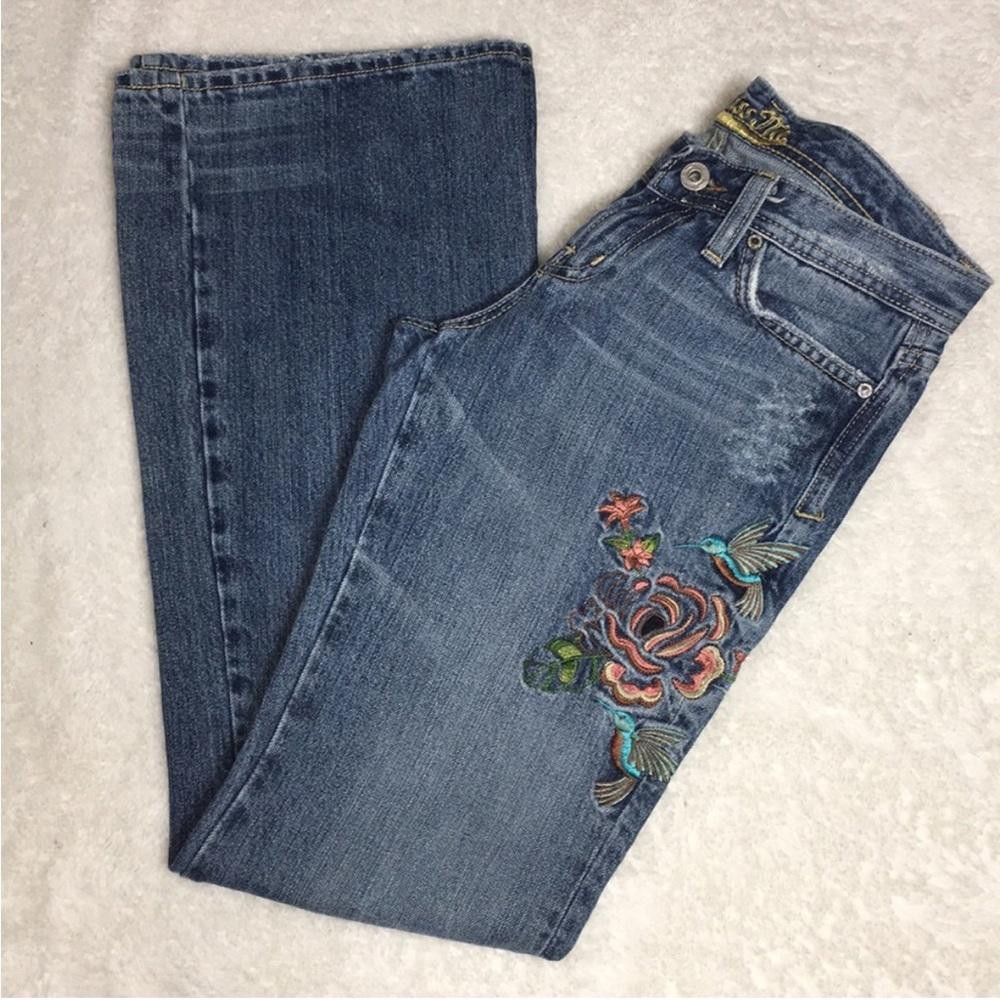 Designer Miss Me Jeans Marilyn Bootcut Embroidered Hummingbird 31 Size 31" - 1 Thumbnail