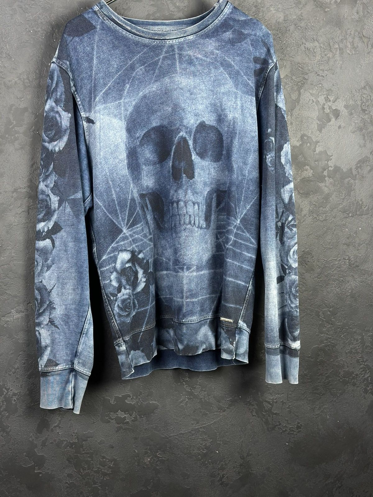 Diesel × Vintage Diesel Big Skull Print Blue Sweatshirt Size US L / EU 52-54 / 3 - 3 Thumbnail