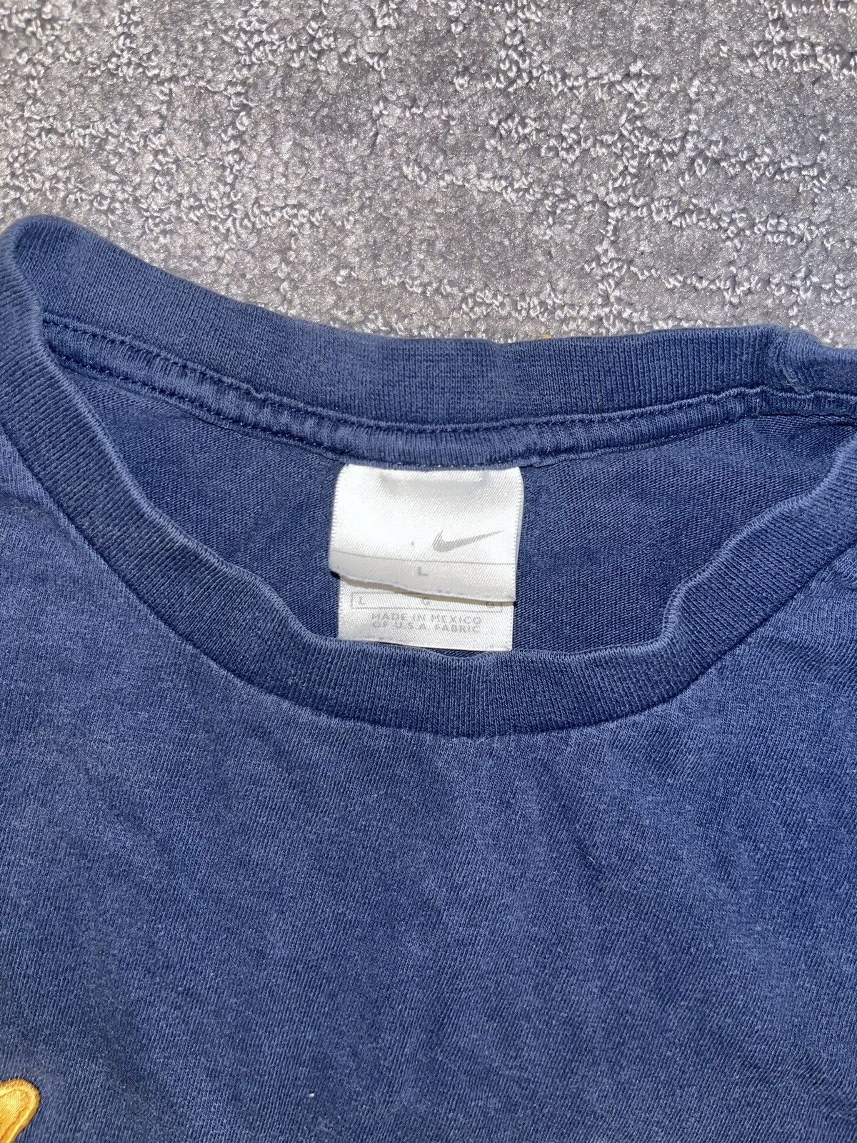 Nike × Vintage Vintage Y2K Nike Center Big Swoosh Navy Longsleeve T Shirt Size US L / EU 52-54 / 3 - 7 Thumbnail