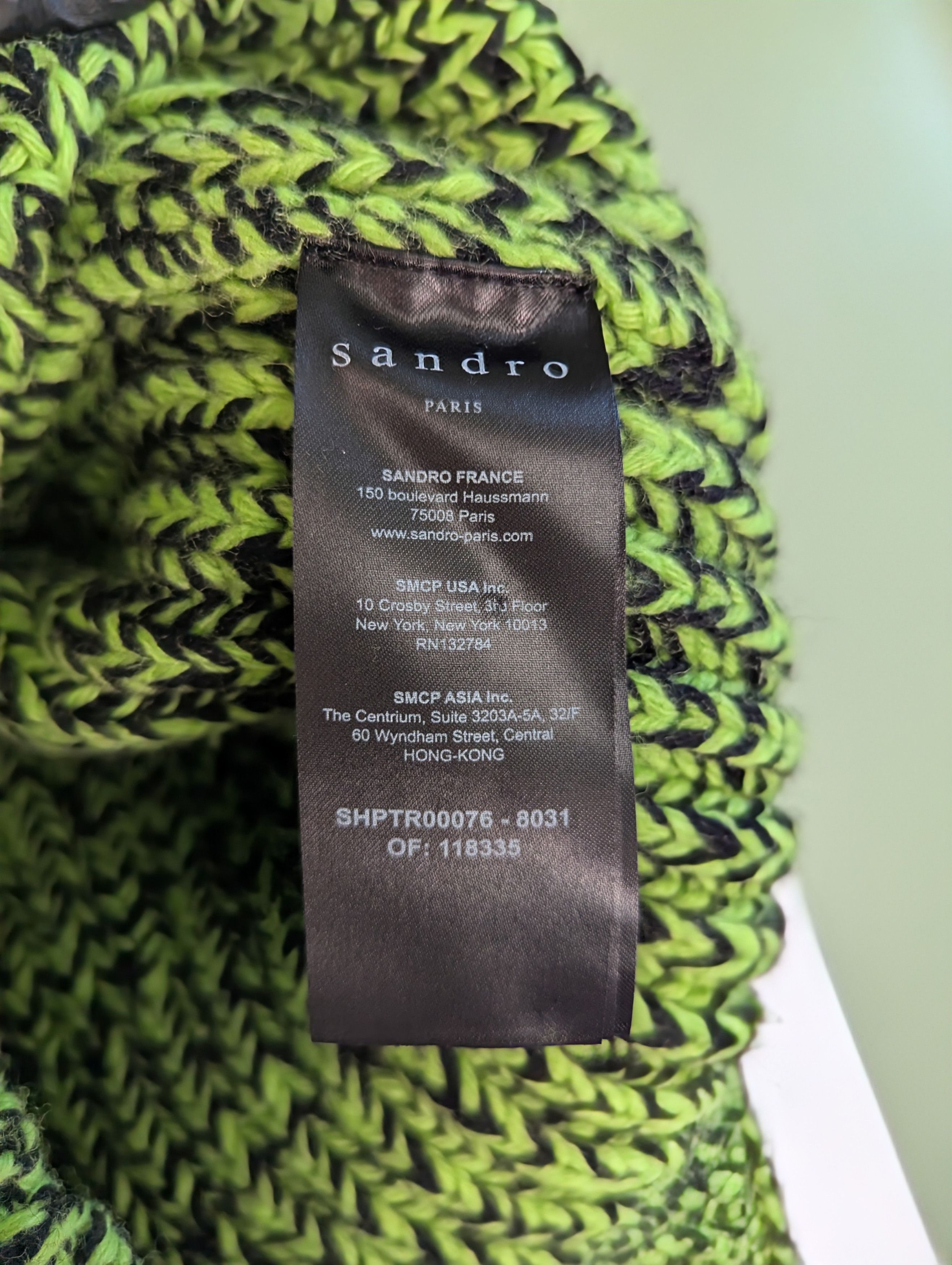 Sandro SANDRO Acid Green Marled Wool Sweater NWT Size XL Size US XL / EU 56 / 4 - 5 Thumbnail
