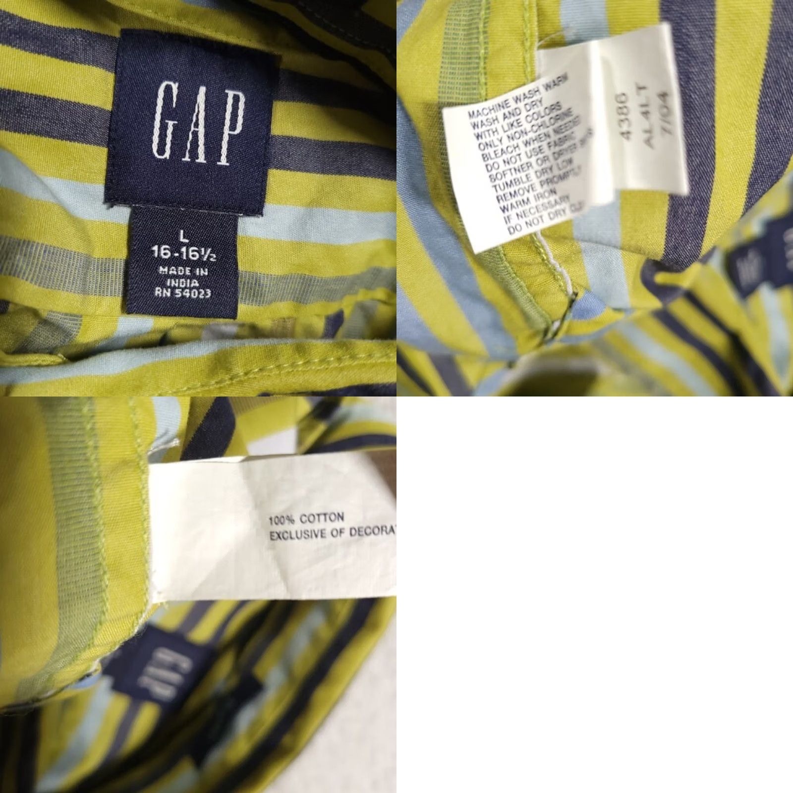 Gap Gap Button Up Casual Shirt Mens Large Green Stripe Long Sleeve Pocket Size US L / EU 52-54 / 3 - 9 Thumbnail
