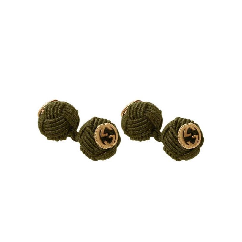 Gucci NEW Gucci Interlocking G rope cufflinks Green Gold GG Logo Size ONE SIZE - 2 Thumbnail